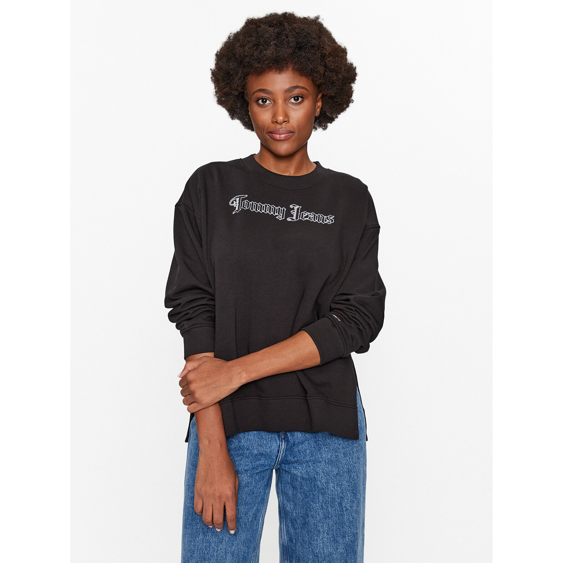 Tommy Jeans Bluză Grunge DW0DW16401 Negru Relaxed Fit - Pled.ro