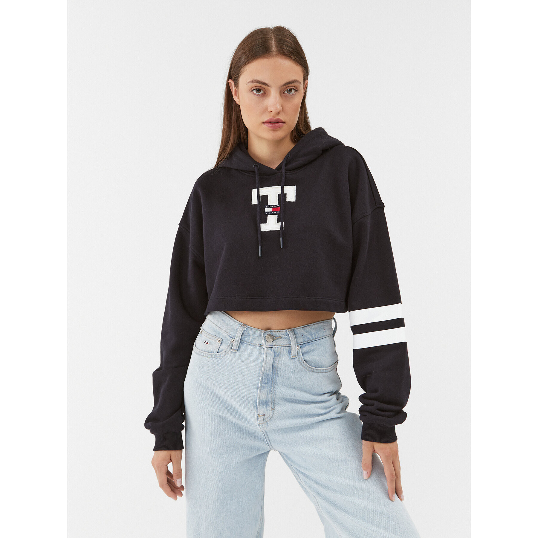 Tommy Jeans Bluză Letterman Flag DW0DW16122 Bleumarin Relaxed Fit - Pled.ro