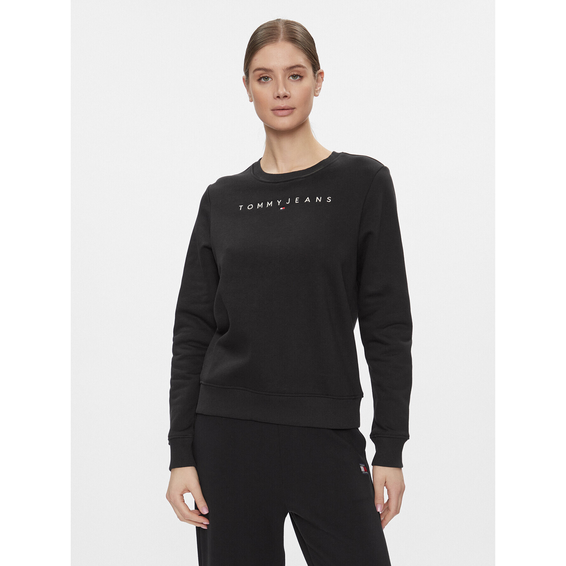 Tommy Jeans Bluză Linear DW0DW17323 Negru Regular Fit - Pled.ro