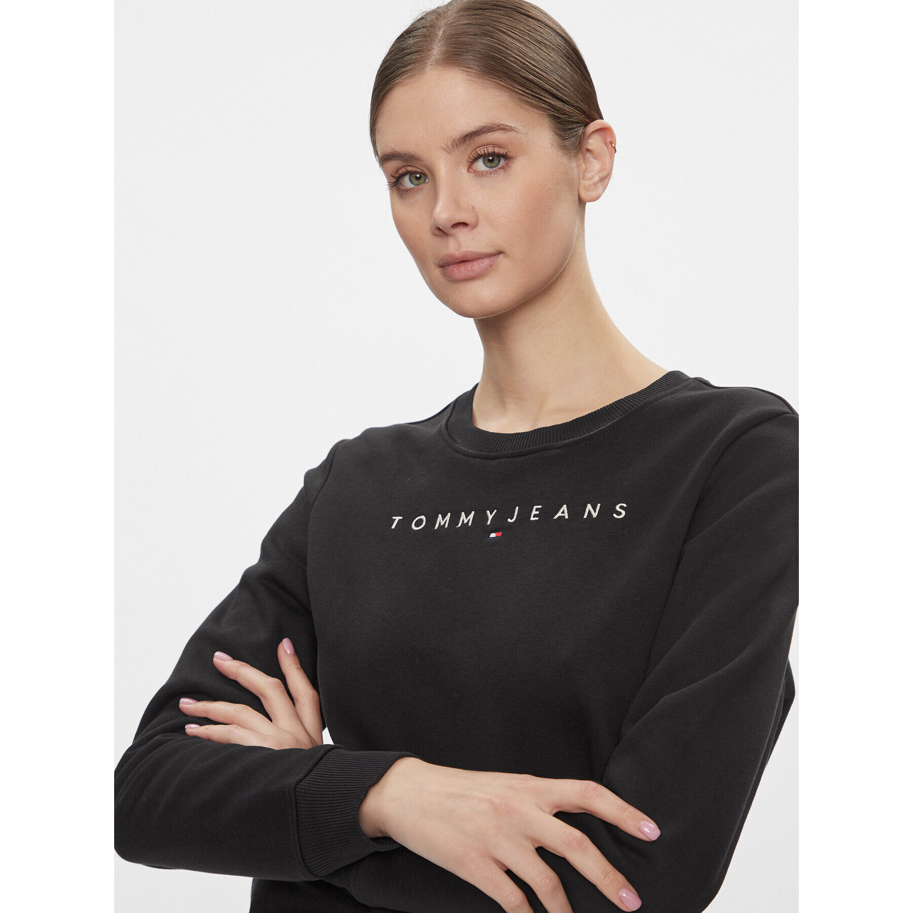 Tommy Jeans Bluză Linear DW0DW17323 Negru Regular Fit - Pled.ro