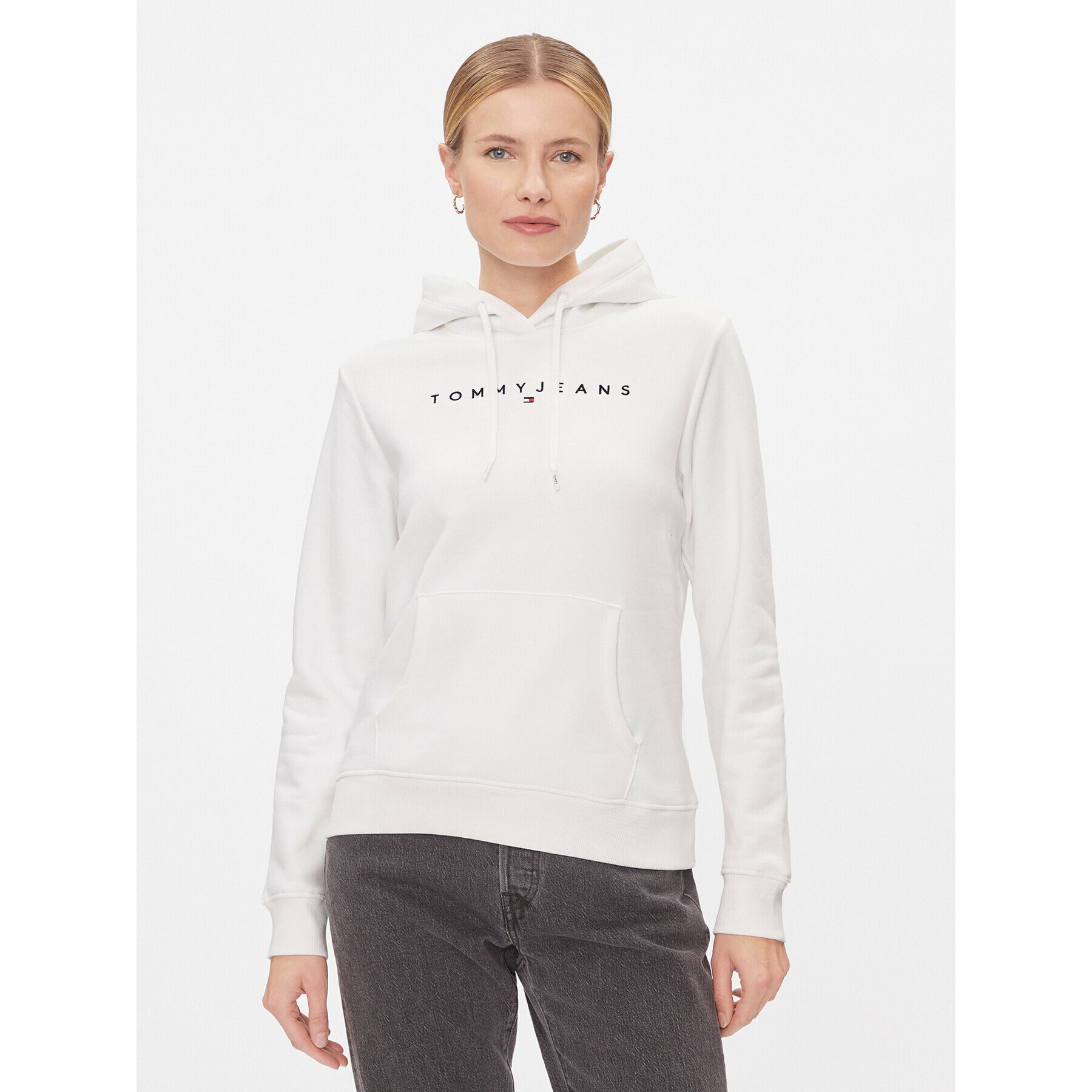 Tommy Jeans Bluză Linear DW0DW17324 Alb Regular Fit - Pled.ro