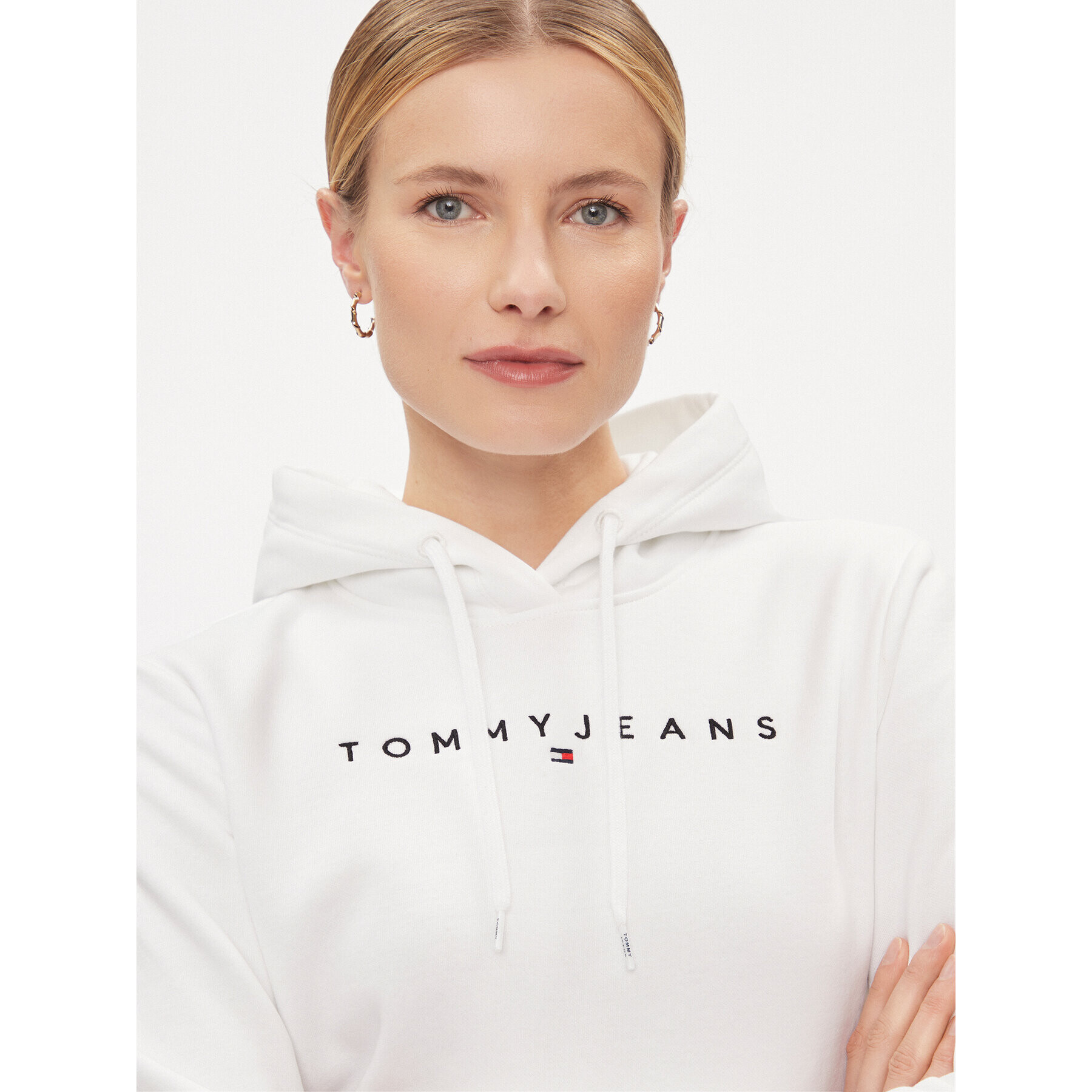 Tommy Jeans Bluză Linear DW0DW17324 Alb Regular Fit - Pled.ro