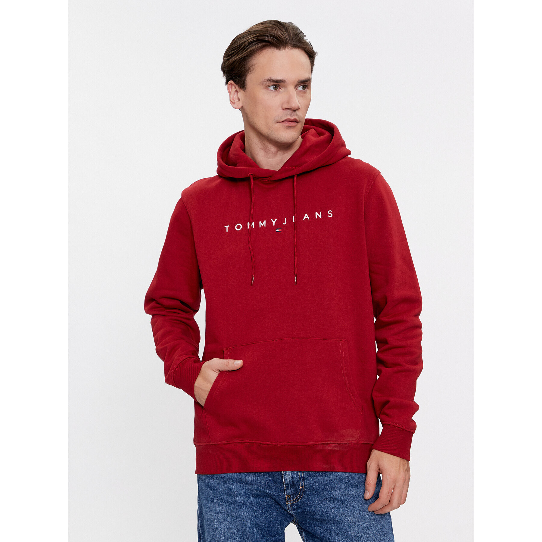 Tommy Jeans Bluză Linear Logo DM0DM17985 Roșu Regular Fit - Pled.ro