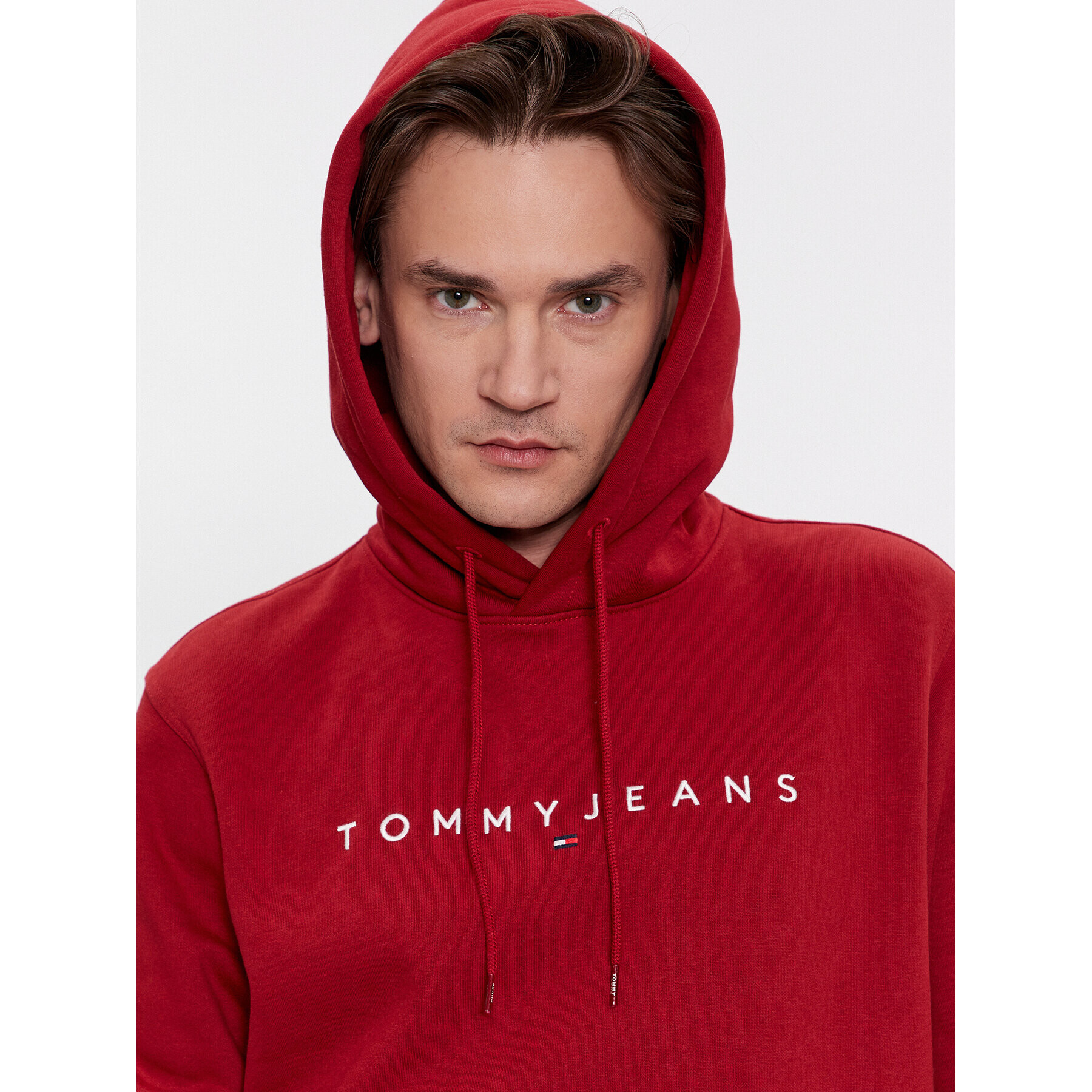 Tommy Jeans Bluză Linear Logo DM0DM17985 Roșu Regular Fit - Pled.ro