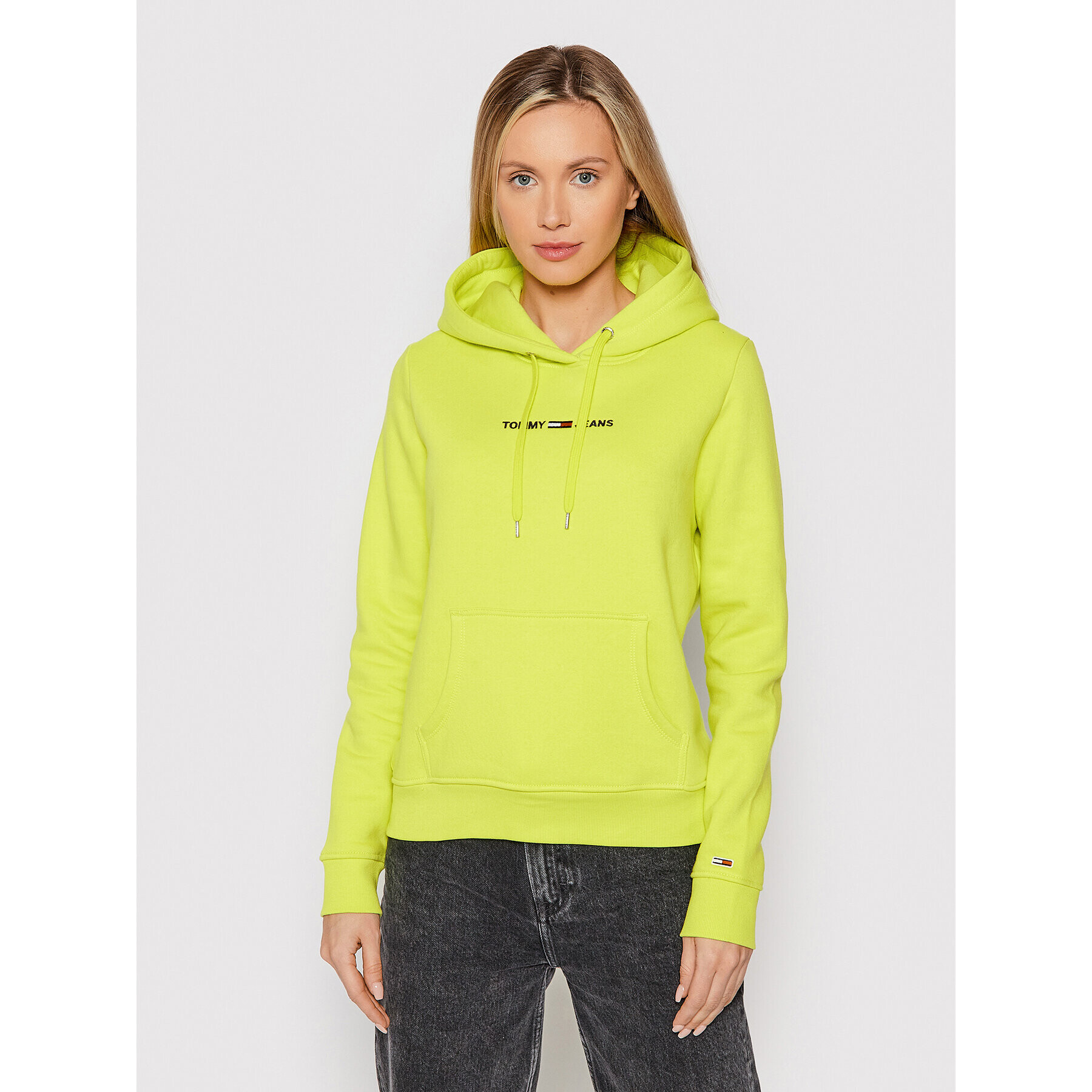 Tommy Jeans Bluză Linear Logo DW0DW10132 Verde Regular Fit - Pled.ro