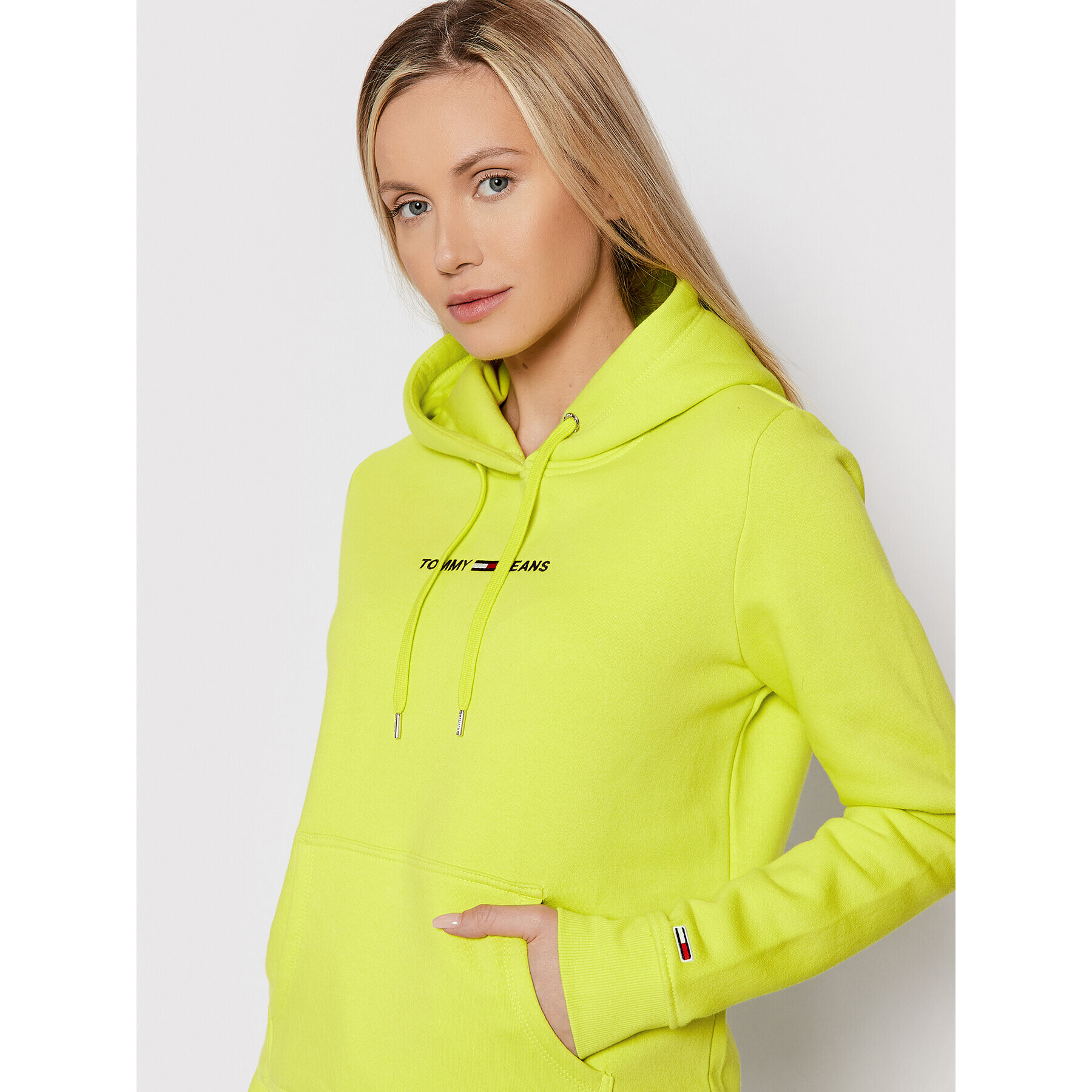 Tommy Jeans Bluză Linear Logo DW0DW10132 Verde Regular Fit - Pled.ro