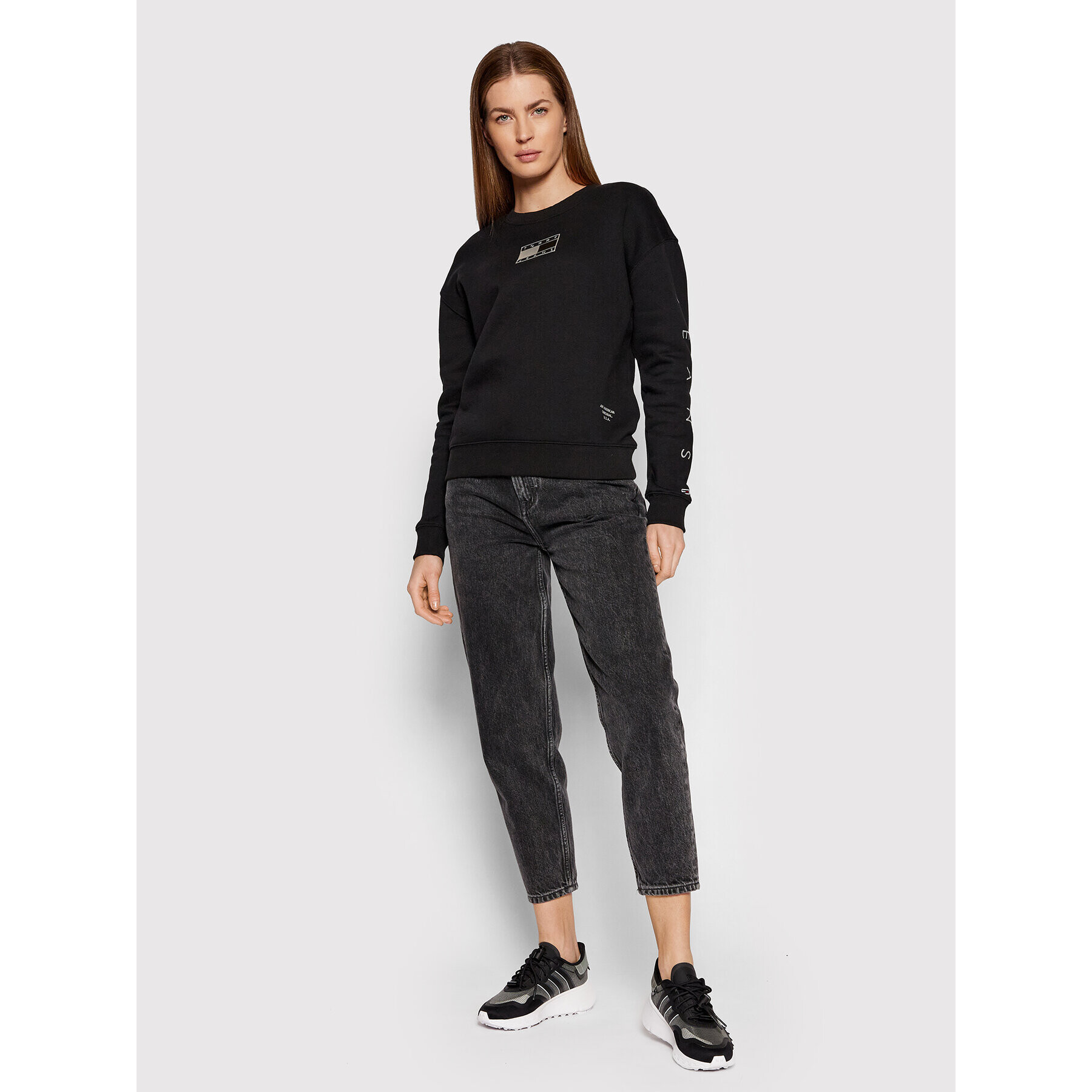 Tommy Jeans Bluză Metallic DW0DW12120 Negru Regular Fit - Pled.ro