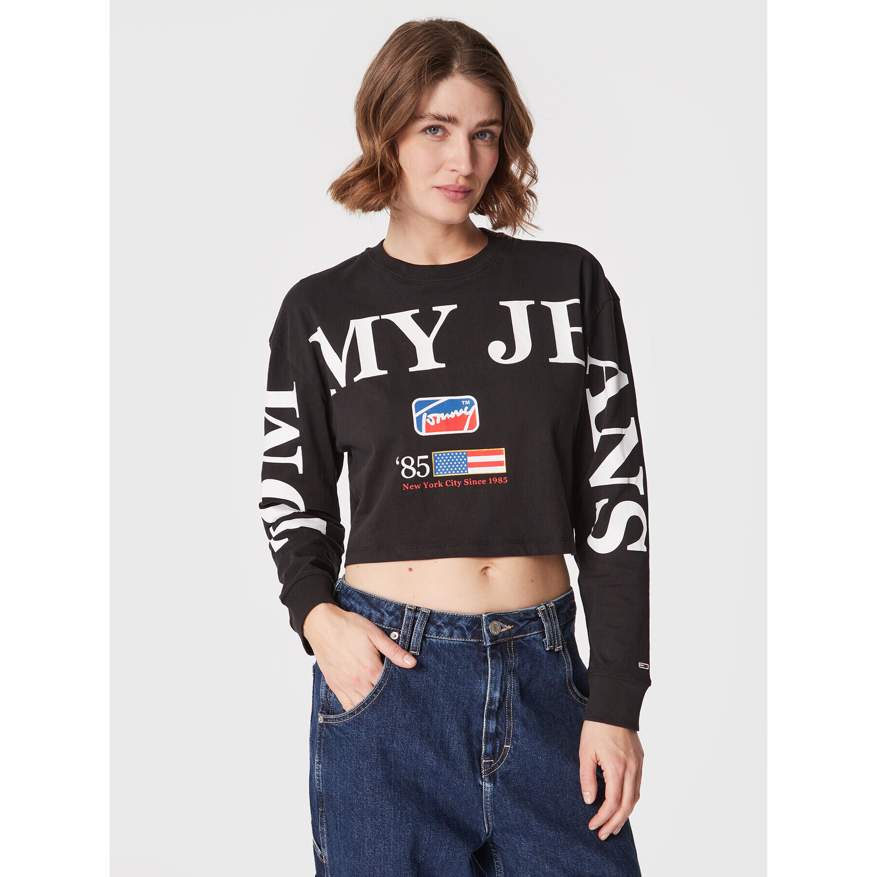 Tommy Jeans Bluză Modern Sport DW0DW14909 Negru Relaxed Fit - Pled.ro