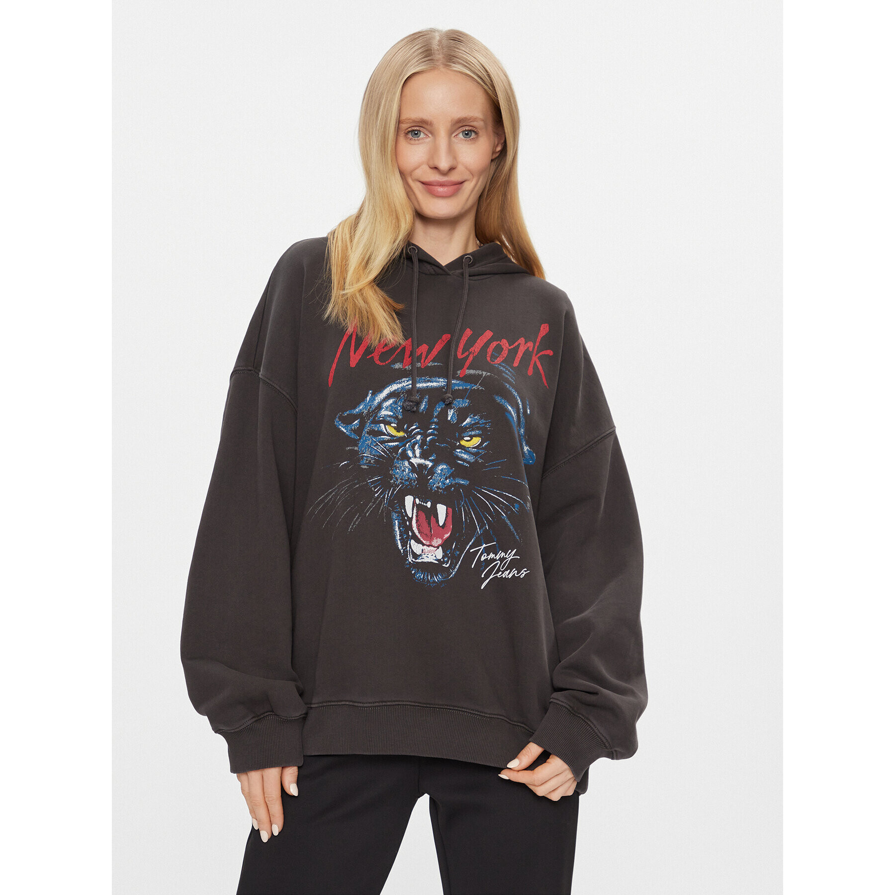 Tommy Jeans Bluză Panther DW0DW17335 Negru Oversize - Pled.ro