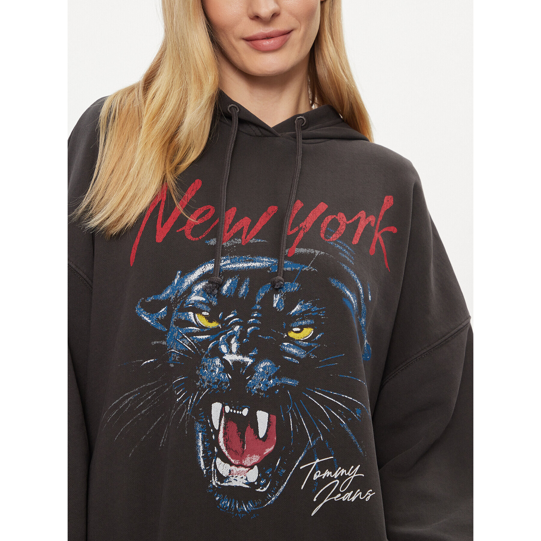 Tommy Jeans Bluză Panther DW0DW17335 Negru Oversize - Pled.ro