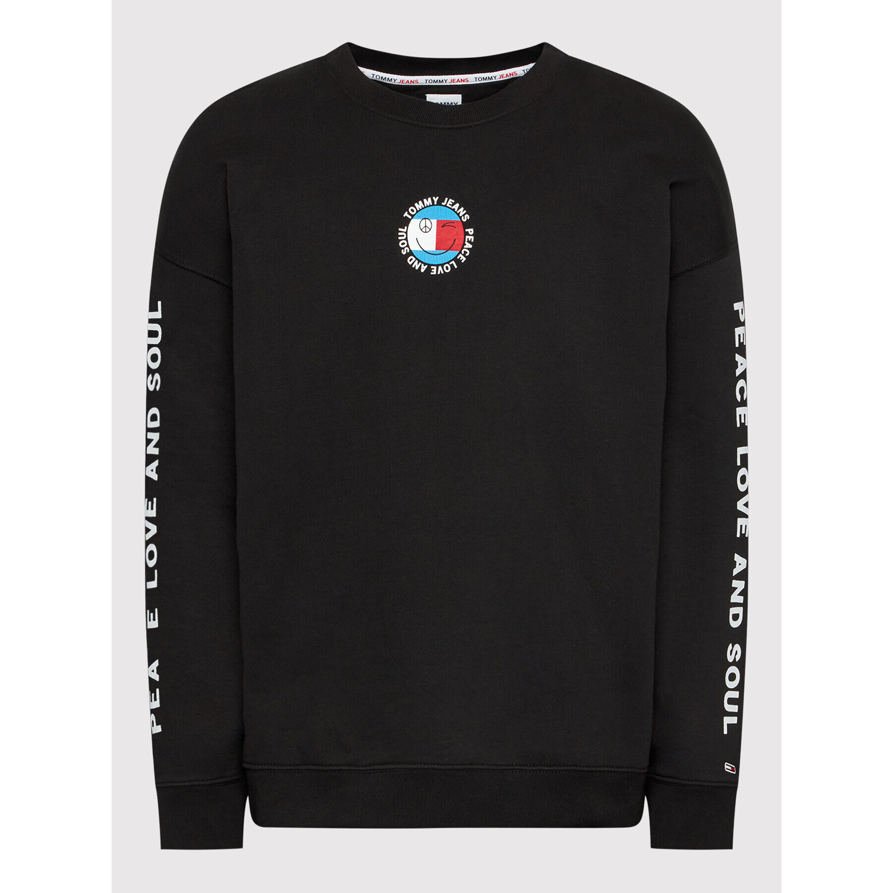 Tommy Jeans Bluză Peace Smiley DM0DM11645 Negru Regular Fit - Pled.ro