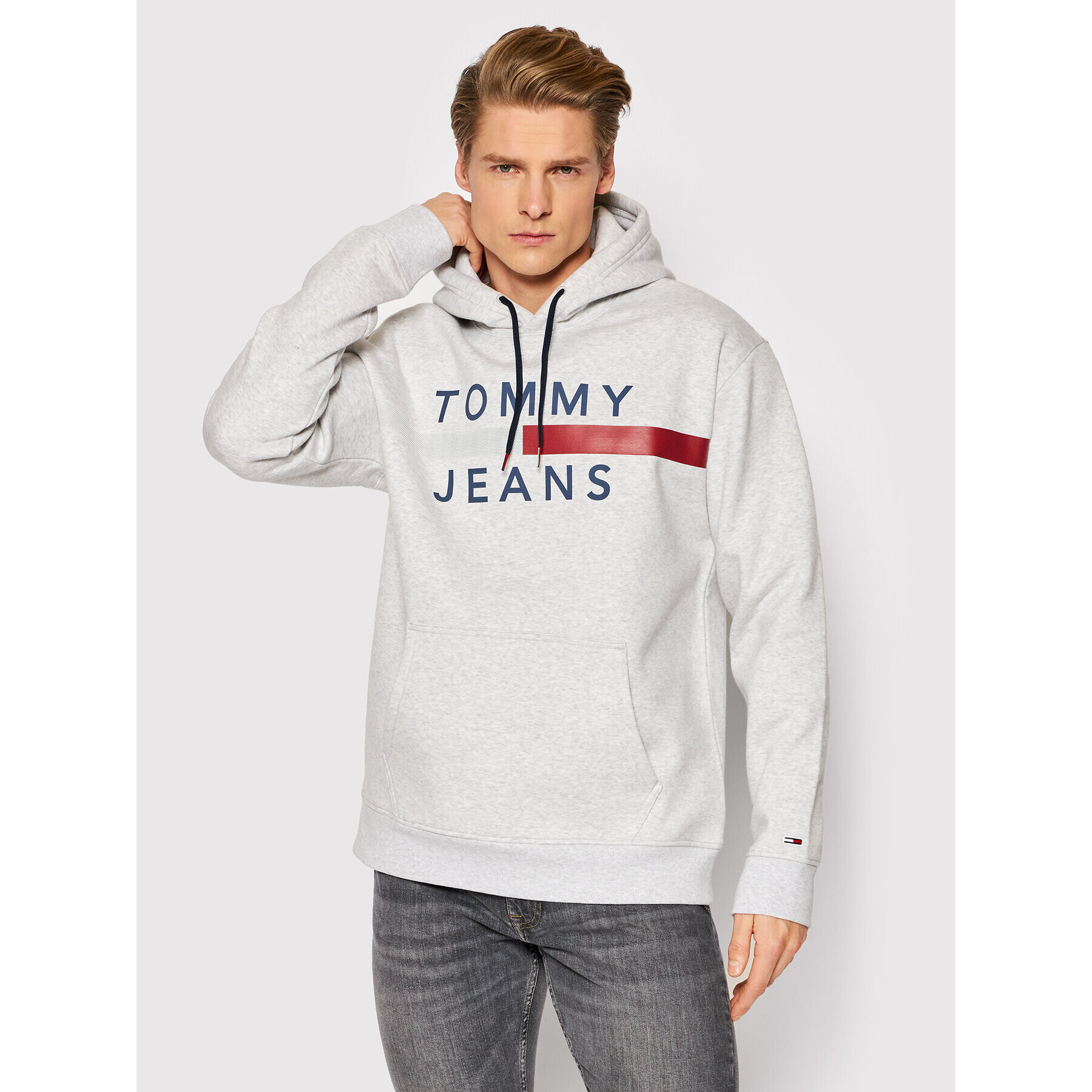 Tommy Jeans Bluză Reflective Flag DM0DM07410 Gri Regular Fit - Pled.ro