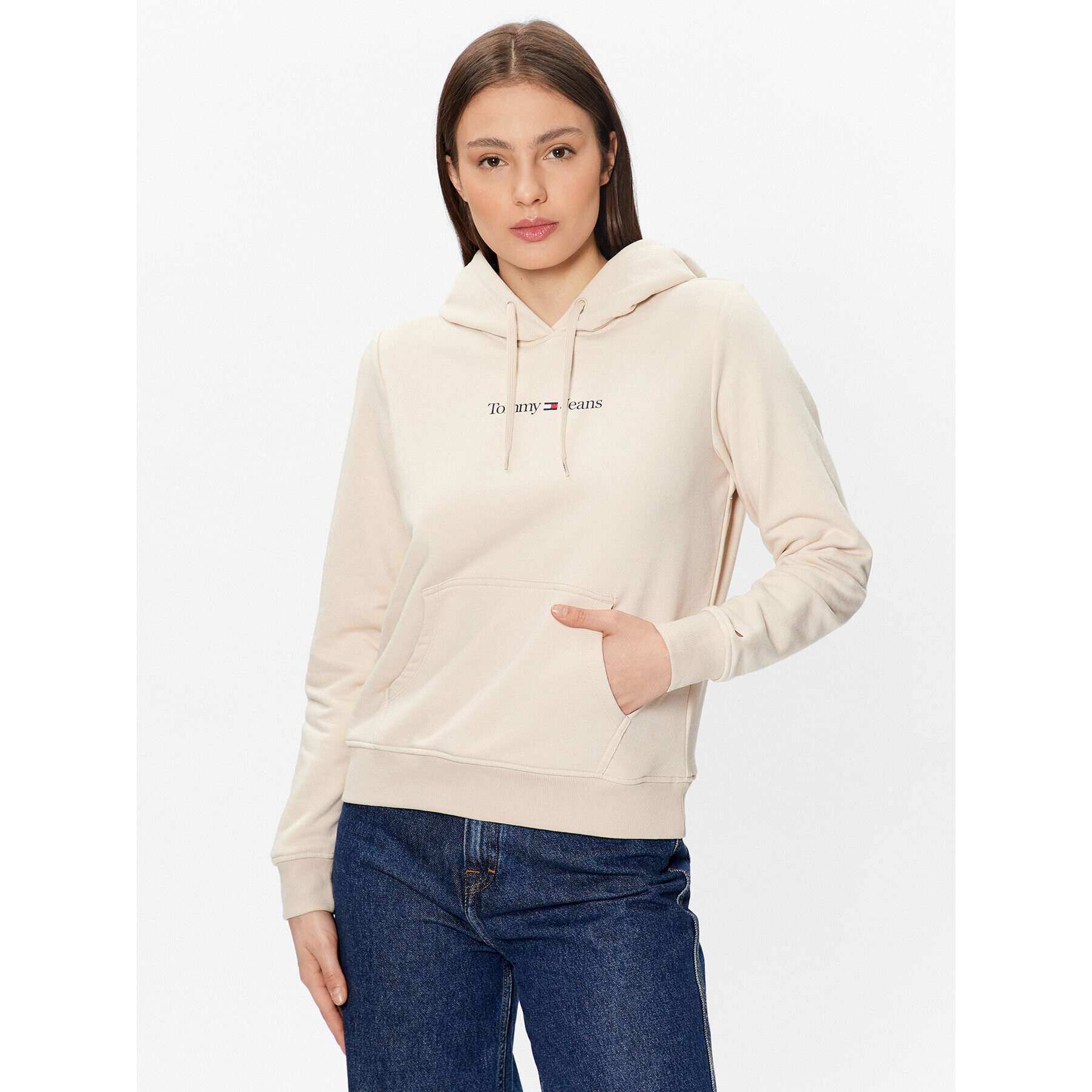 Tommy Jeans Bluză Serif Linear DW0DW15649 Bej Regular Fit - Pled.ro