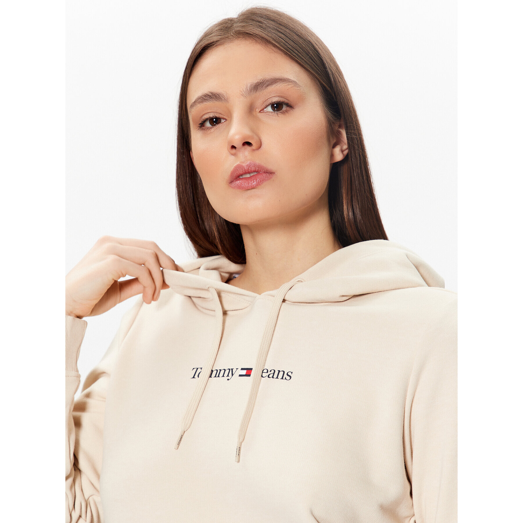 Tommy Jeans Bluză Serif Linear DW0DW15649 Bej Regular Fit - Pled.ro