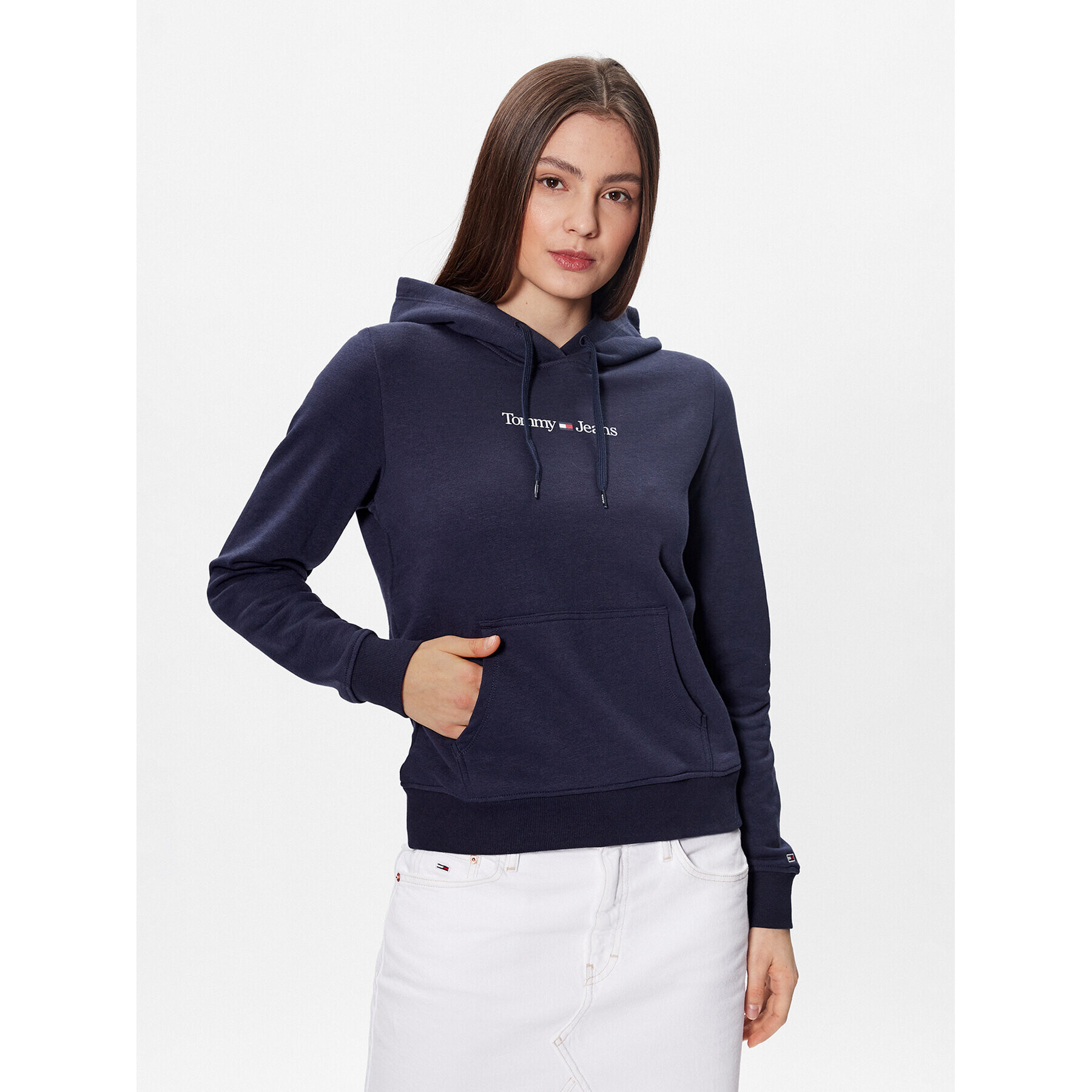 Tommy Jeans Bluză Serif Linear DW0DW15649 Bleumarin Regular Fit - Pled.ro