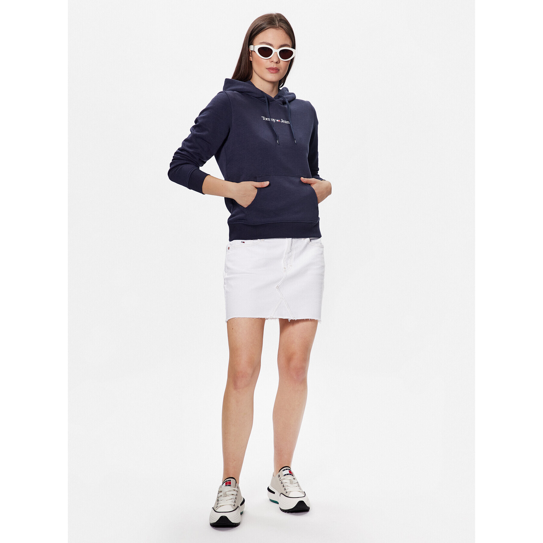 Tommy Jeans Bluză Serif Linear DW0DW15649 Bleumarin Regular Fit - Pled.ro