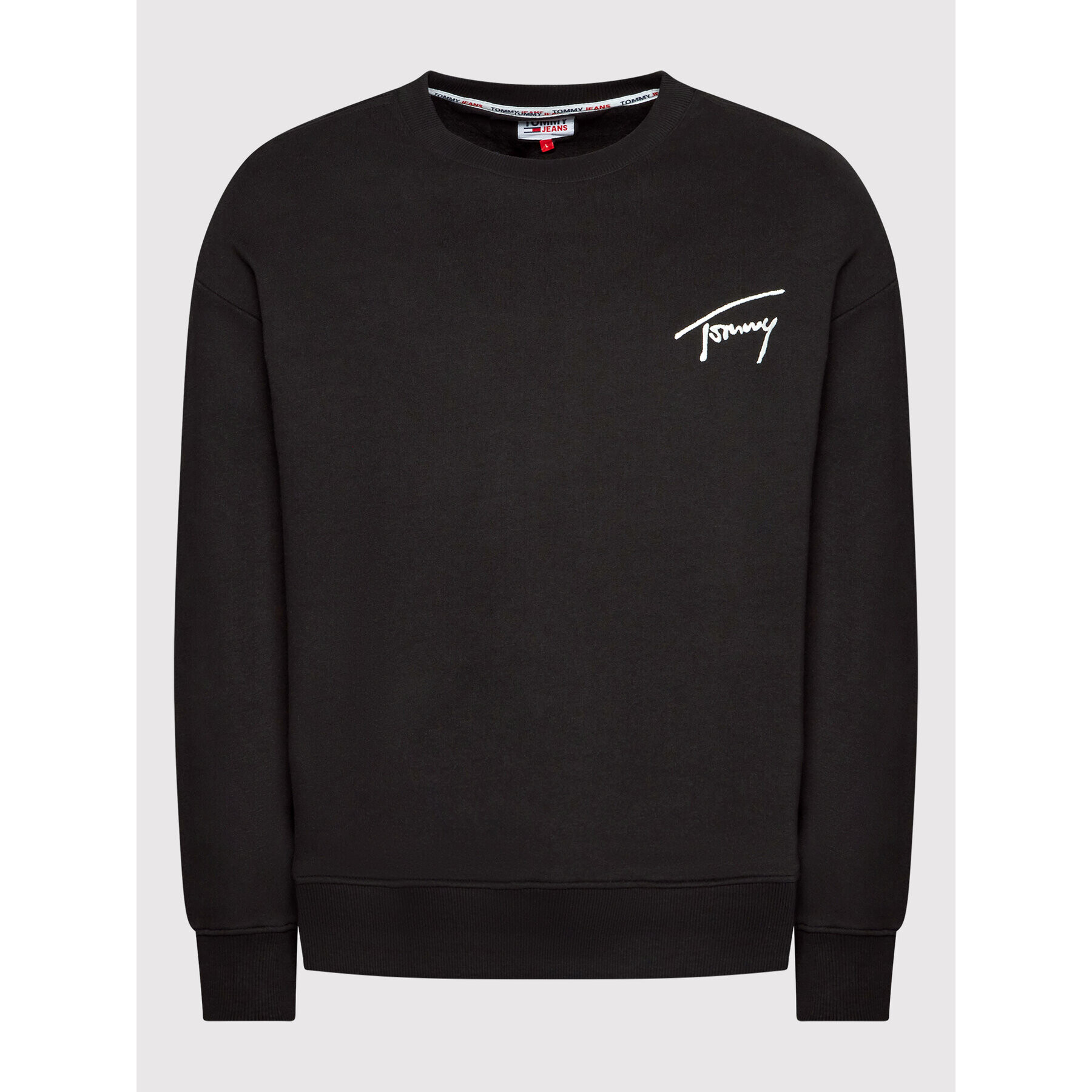 Tommy Jeans Bluză Signature Crew DM0DM12373 Negru Relaxed Fit - Pled.ro