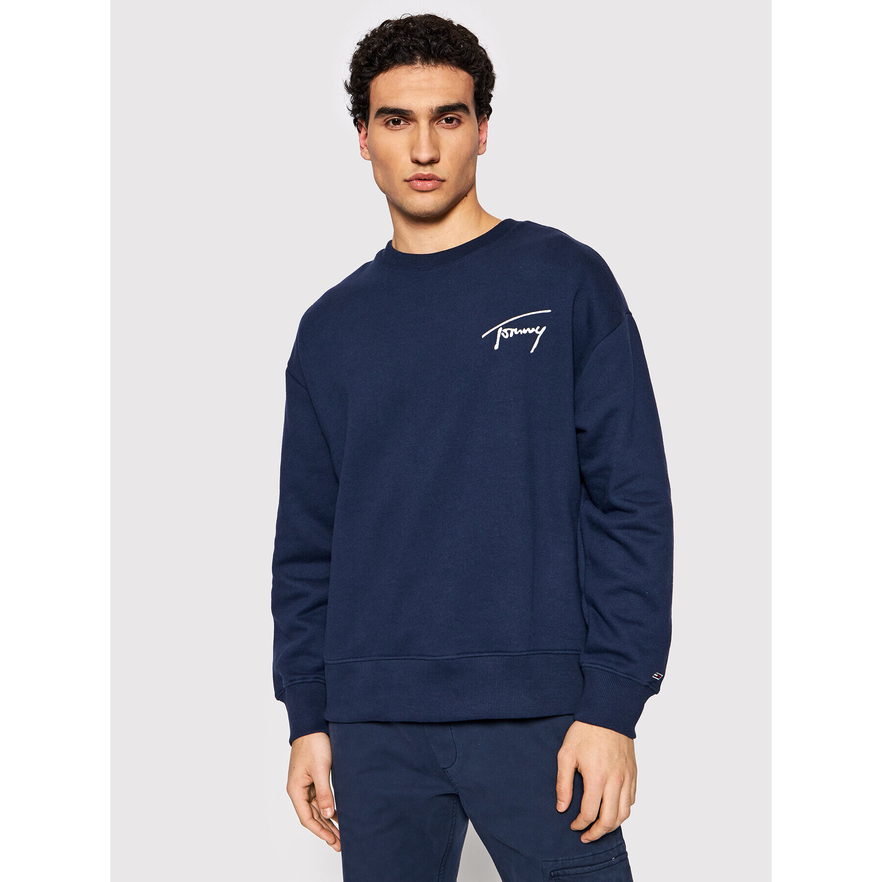 Tommy Jeans Bluză Signature DM0DM12373 Bleumarin Regular Fit - Pled.ro