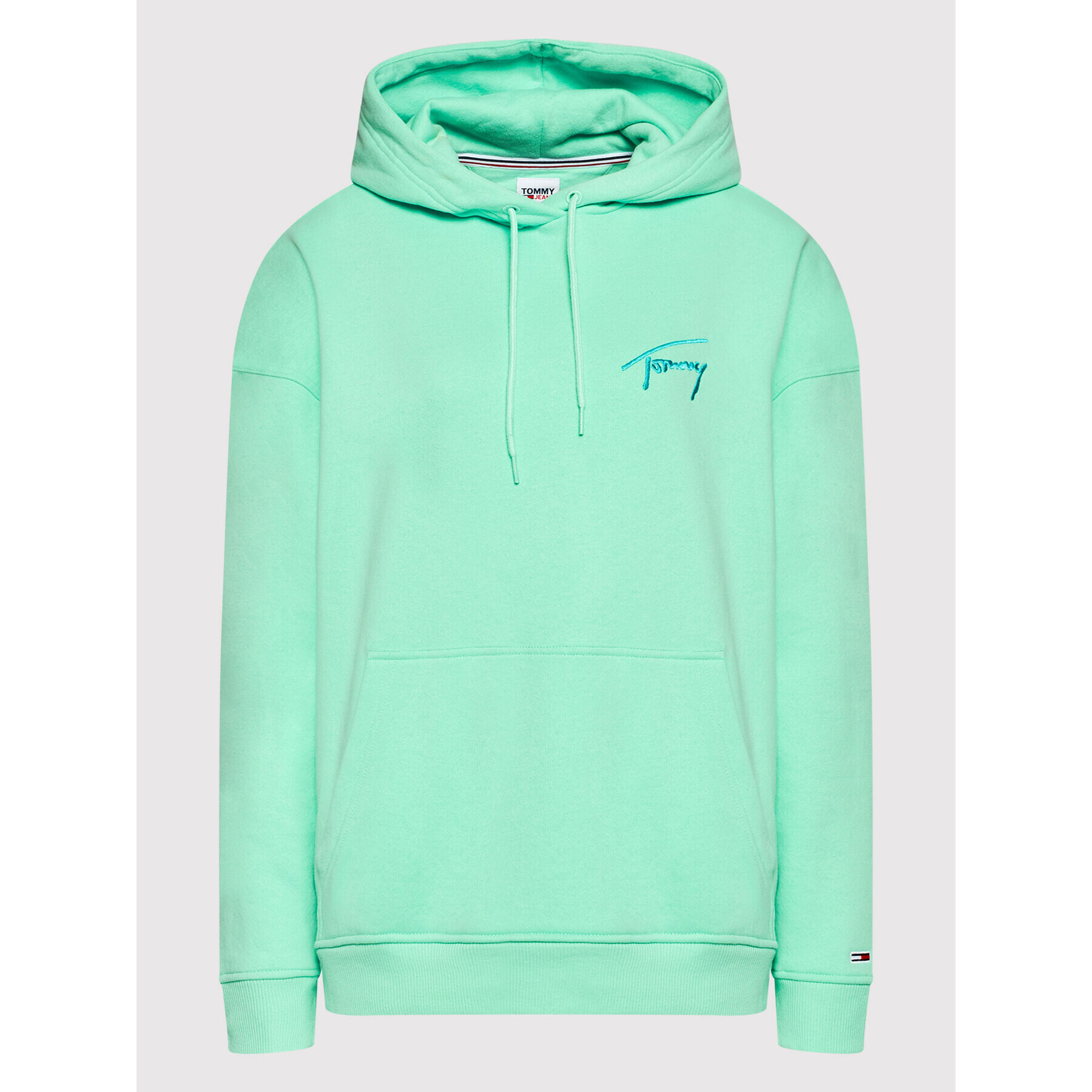 Tommy Jeans Bluză Signature DW0DW11815 Verde Oversize - Pled.ro