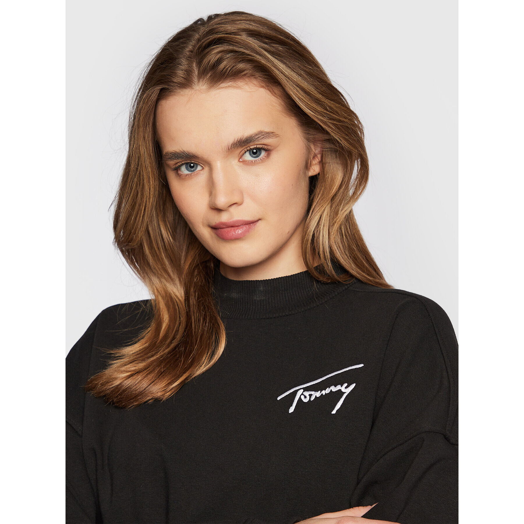 Tommy Jeans Bluză Signature DW0DW14328 Negru Relaxed Fit - Pled.ro