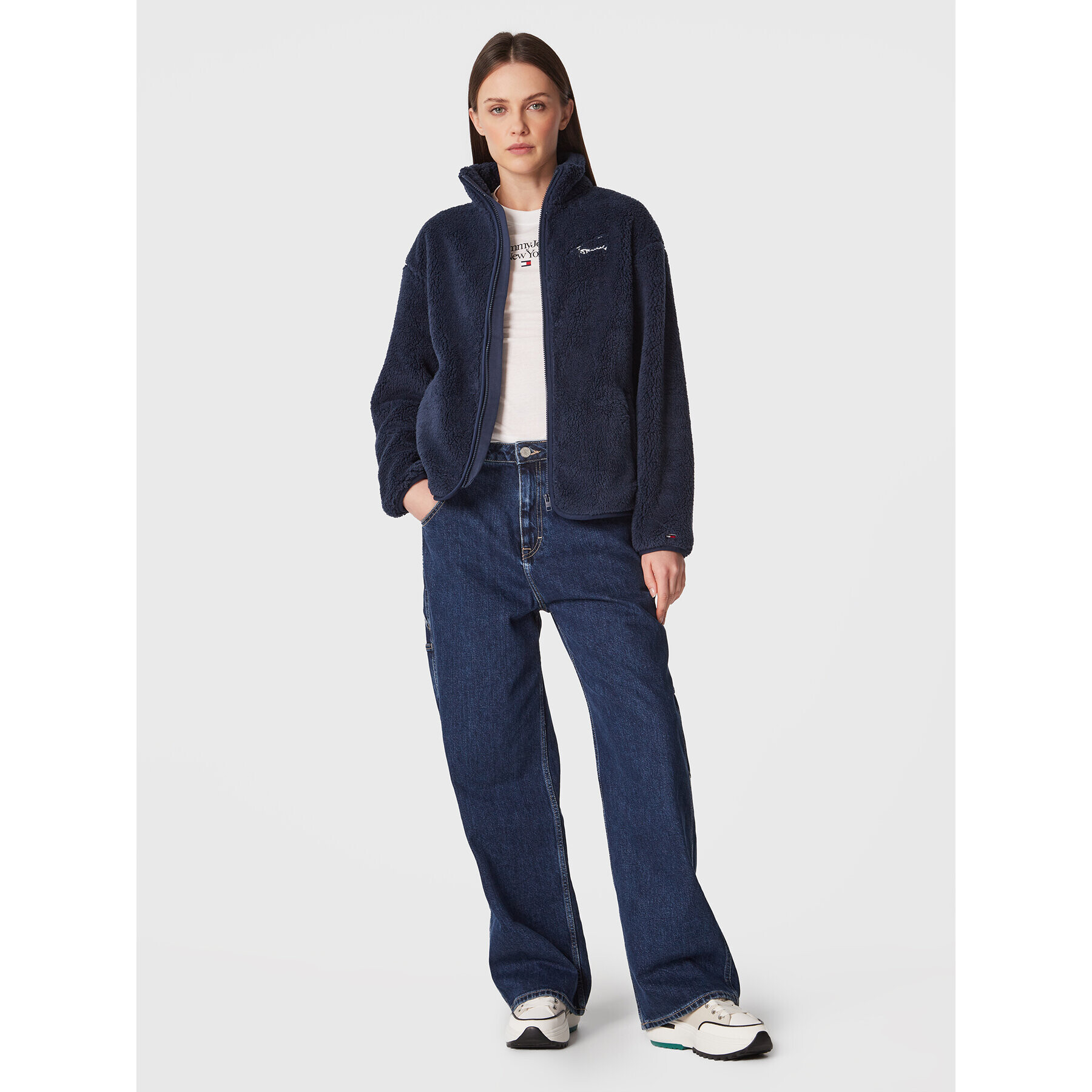 Tommy Jeans Bluză Signature DW0DW14854 Bleumarin Relaxed Fit - Pled.ro