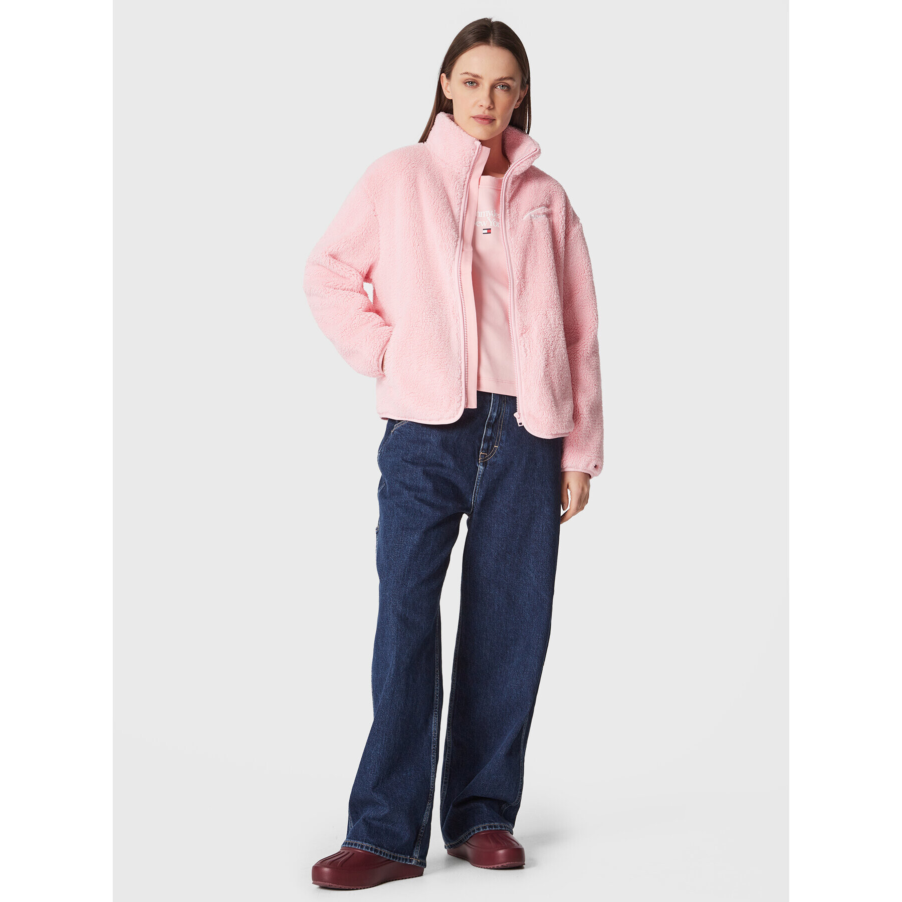 Tommy Jeans Bluză Signnature DW0DW14854 Roz Relaxed Fit - Pled.ro