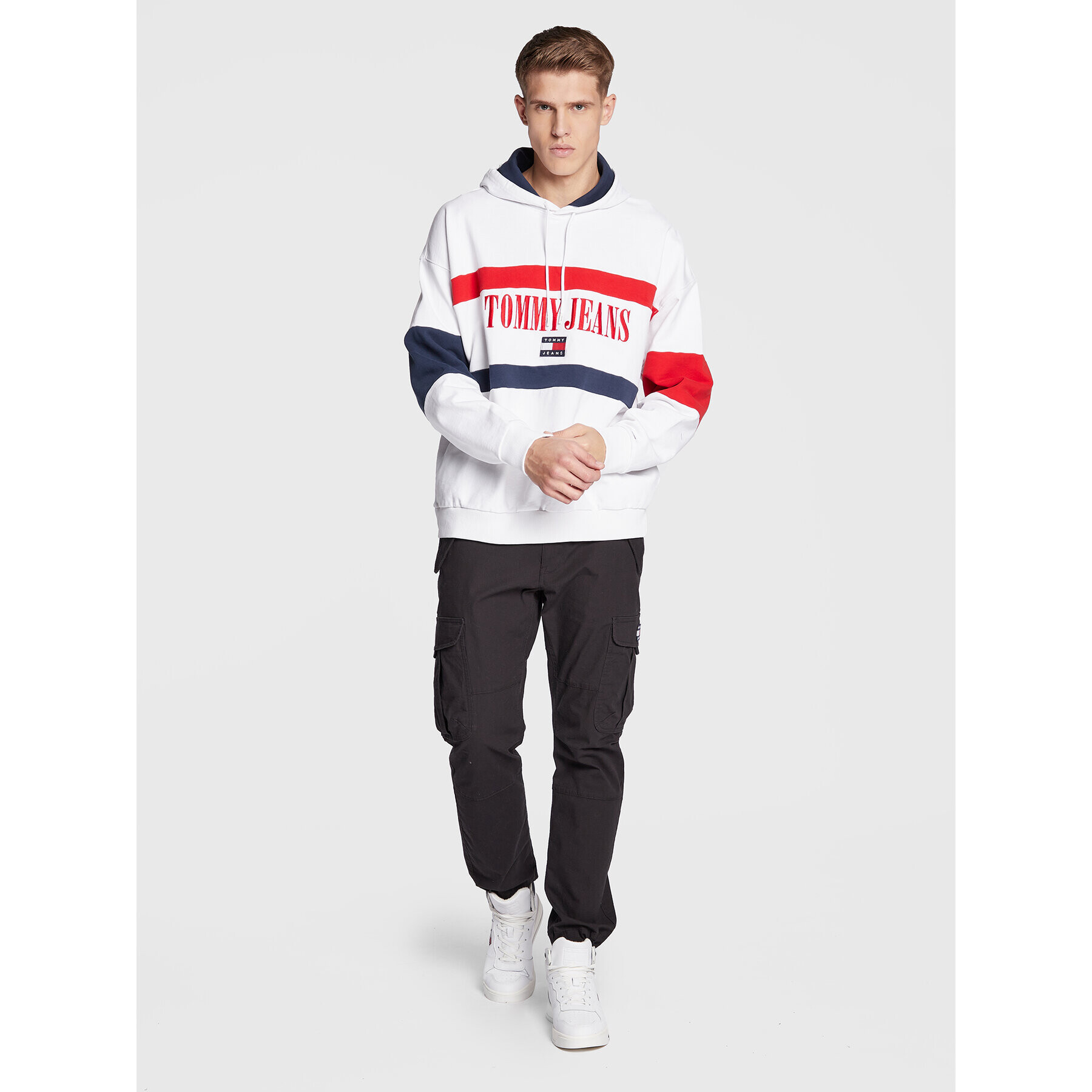 Tommy Jeans Bluză Skater Archive Block DM0DM15020 Alb Relaxed Fit - Pled.ro