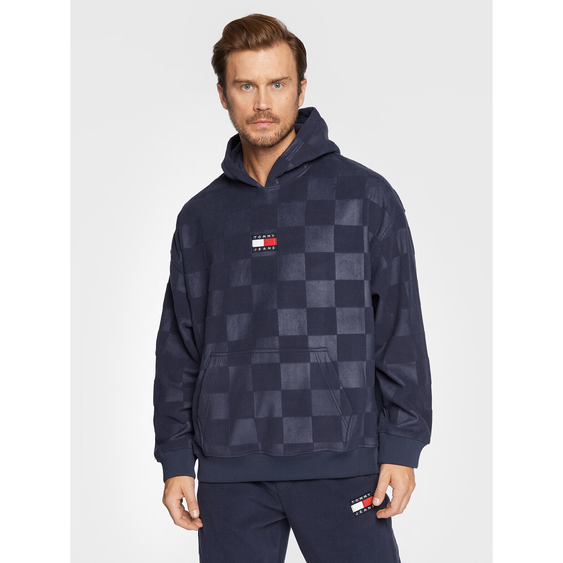 Tommy Jeans Bluză Skater Checkerboard DM0DM15017 Bleumarin Relaxed Fit - Pled.ro