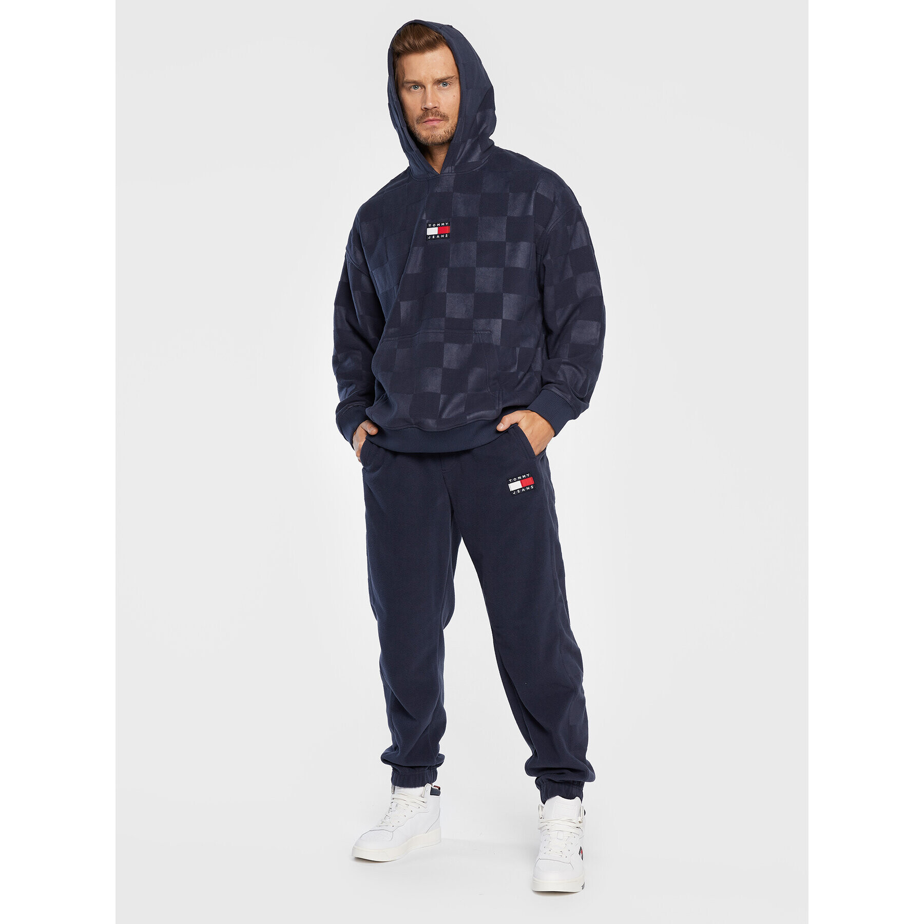 Tommy Jeans Bluză Skater Checkerboard DM0DM15017 Bleumarin Relaxed Fit - Pled.ro