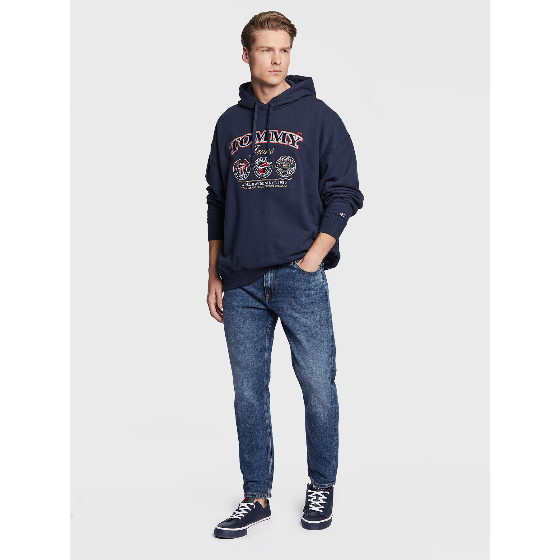 Tommy Jeans Bluză Skater DM0DM15702 Bleumarin Oversize - Pled.ro