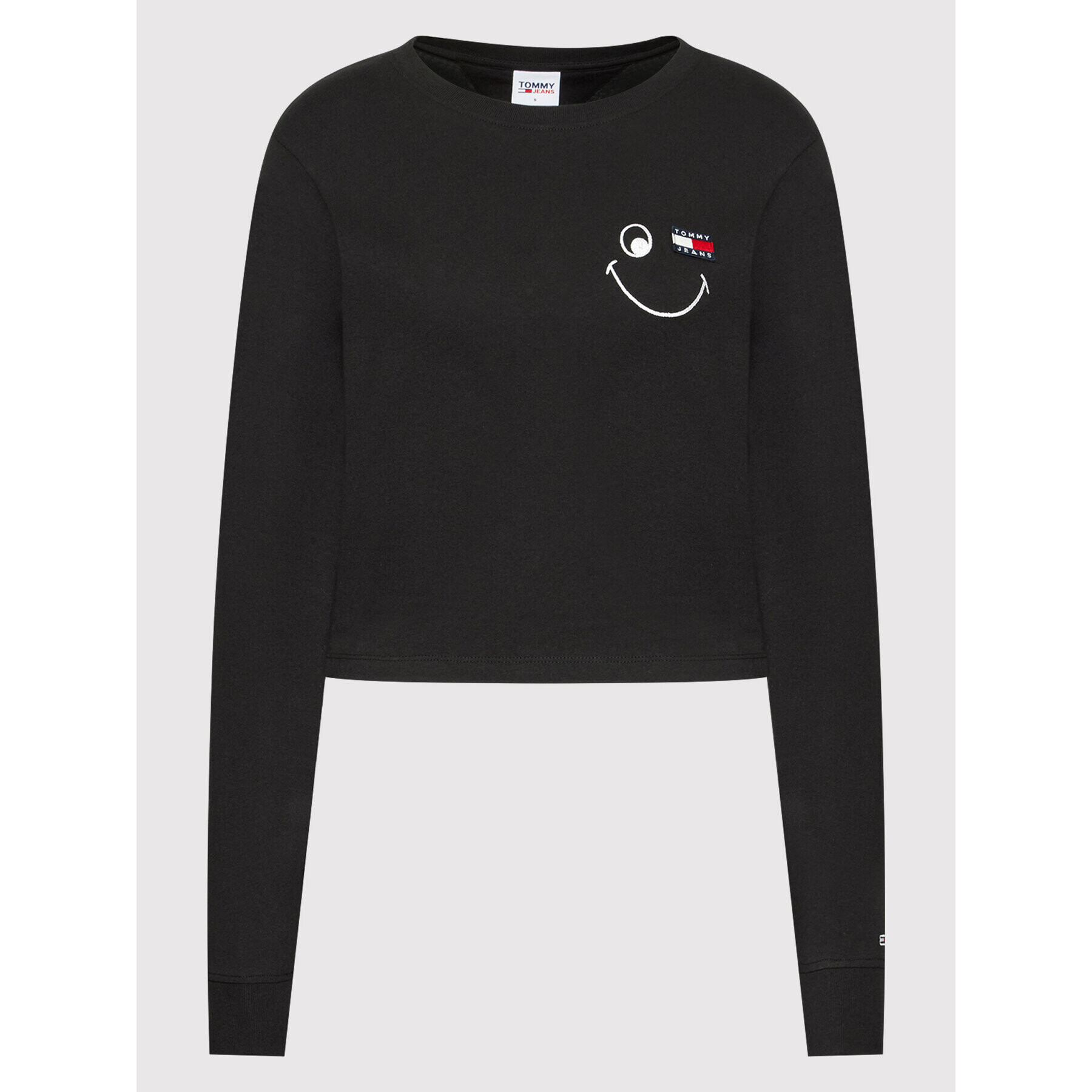 Tommy Jeans Bluză Smiley DW0DW11290 Negru Regular Fit - Pled.ro