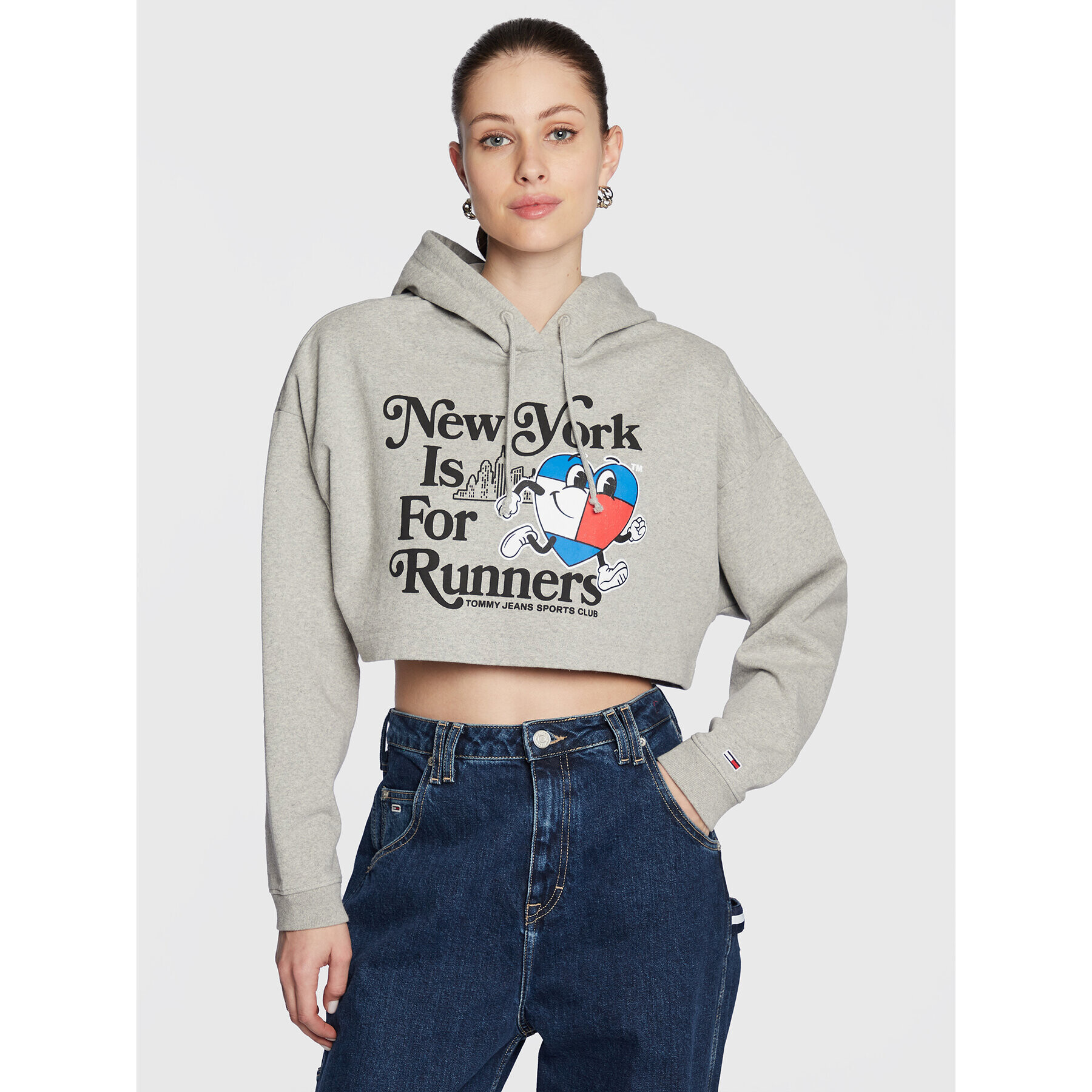 Tommy Jeans Bluză Sportees Runners DW0DW14872 Gri Cropped Fit - Pled.ro