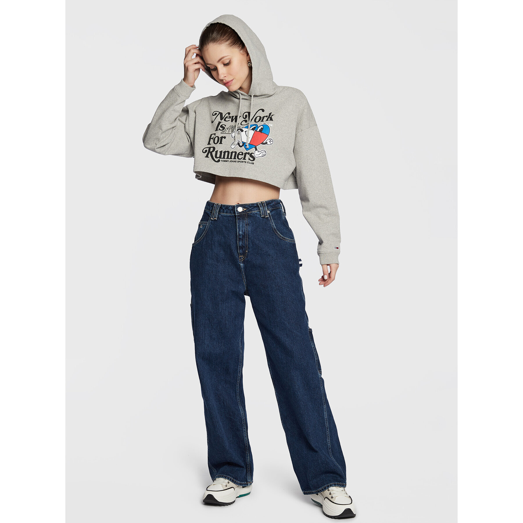 Tommy Jeans Bluză Sportees Runners DW0DW14872 Gri Cropped Fit - Pled.ro