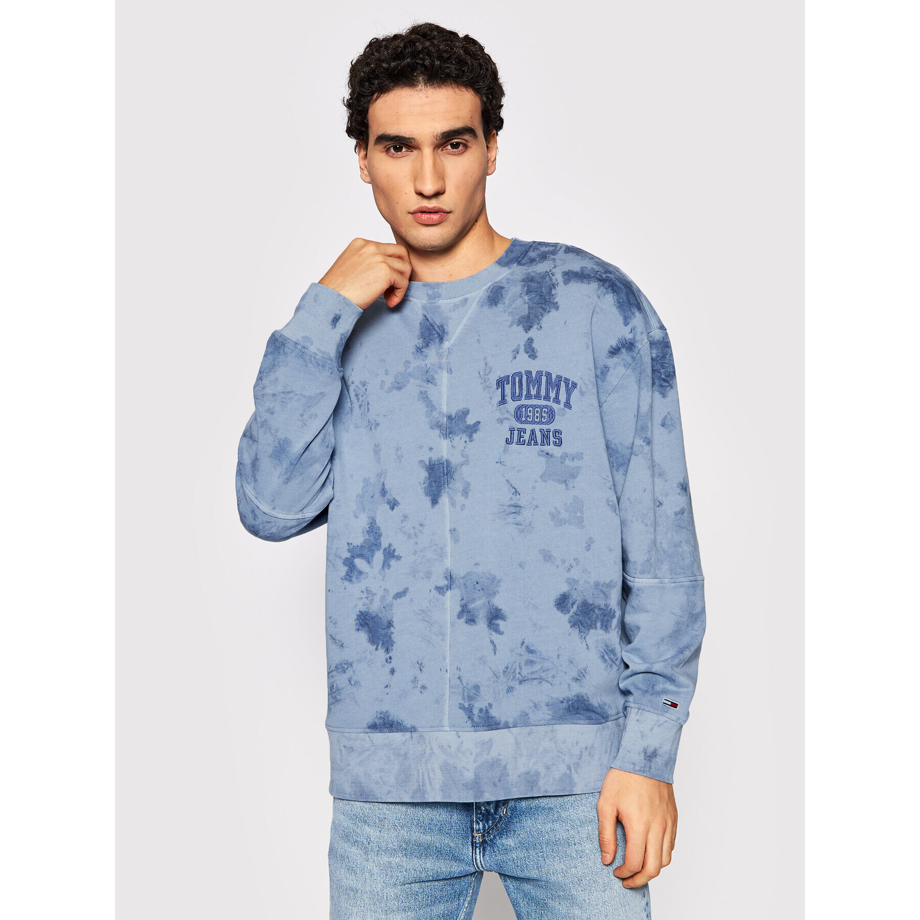 Tommy Jeans Bluză Tie Dye Detail DM0DM12382 Bleumarin Relaxed Fit - Pled.ro