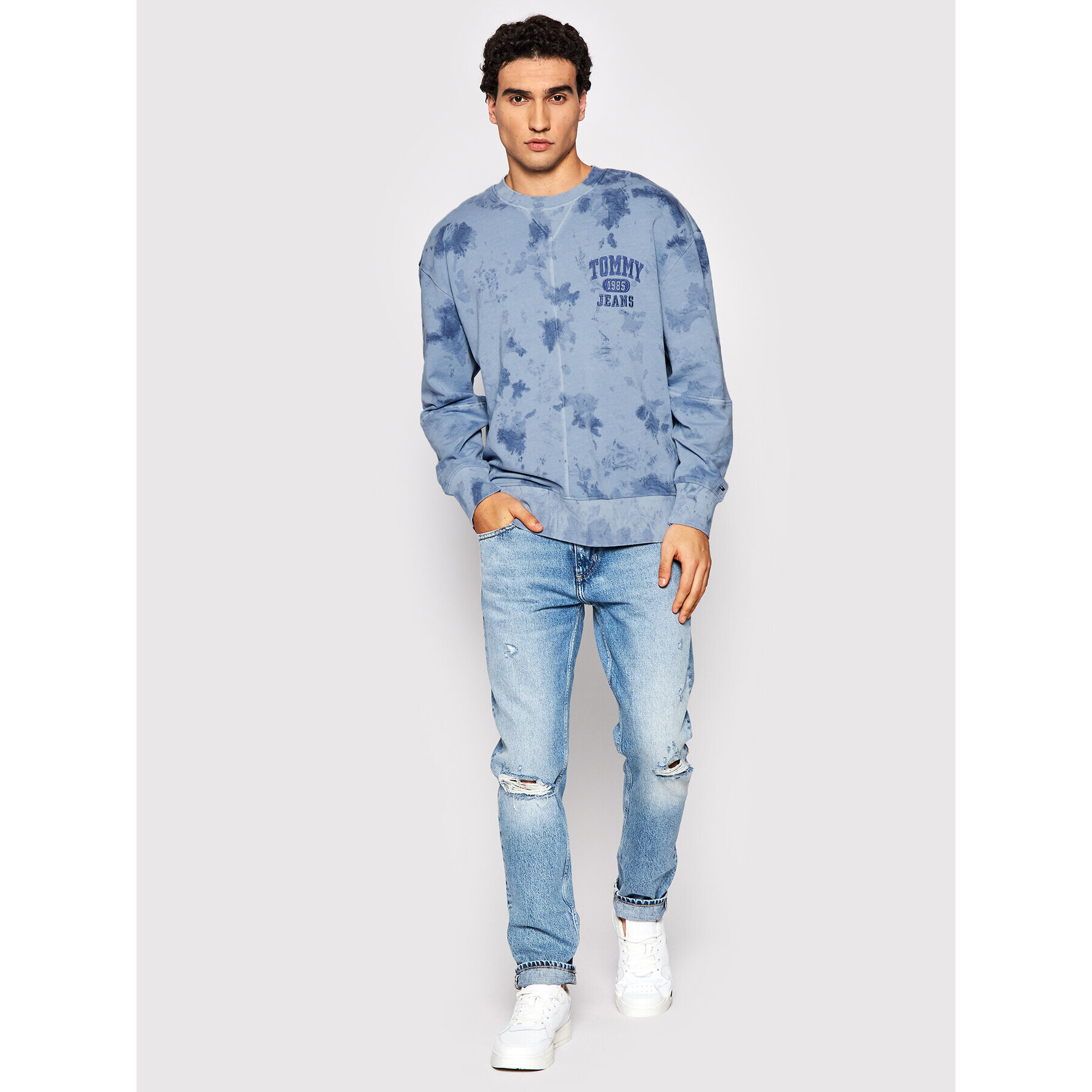 Tommy Jeans Bluză Tie Dye Detail DM0DM12382 Bleumarin Relaxed Fit - Pled.ro