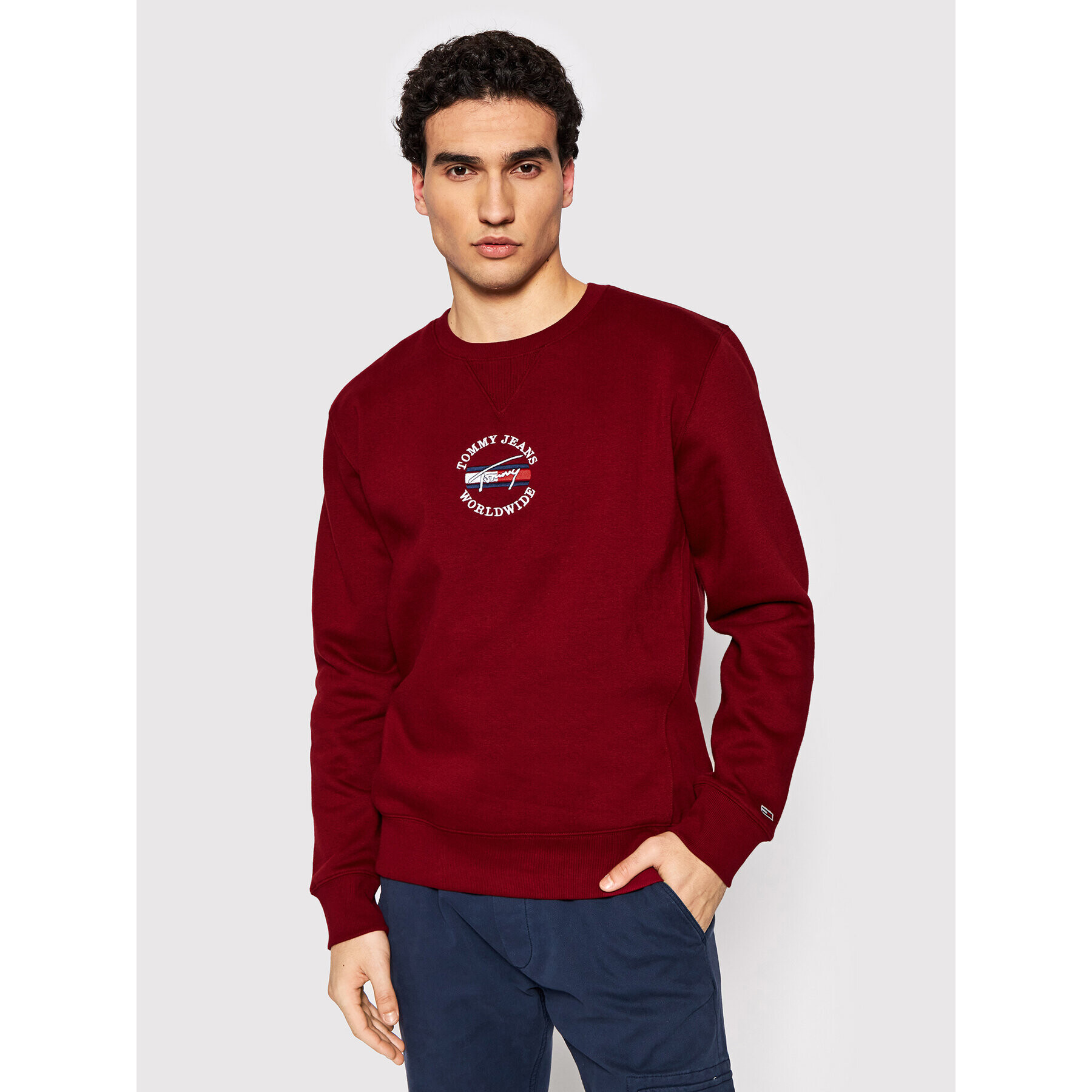 Tommy Jeans Bluză Timeless DM0DM12381 Vișiniu Regular Fit - Pled.ro