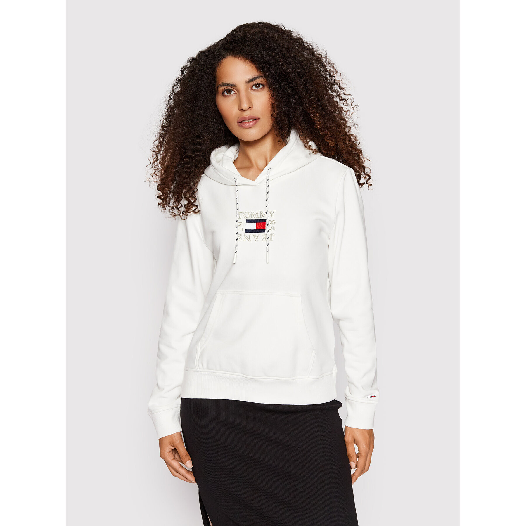 Tommy Jeans Bluză Timeless DW0DW12964 Alb Regular Fit - Pled.ro