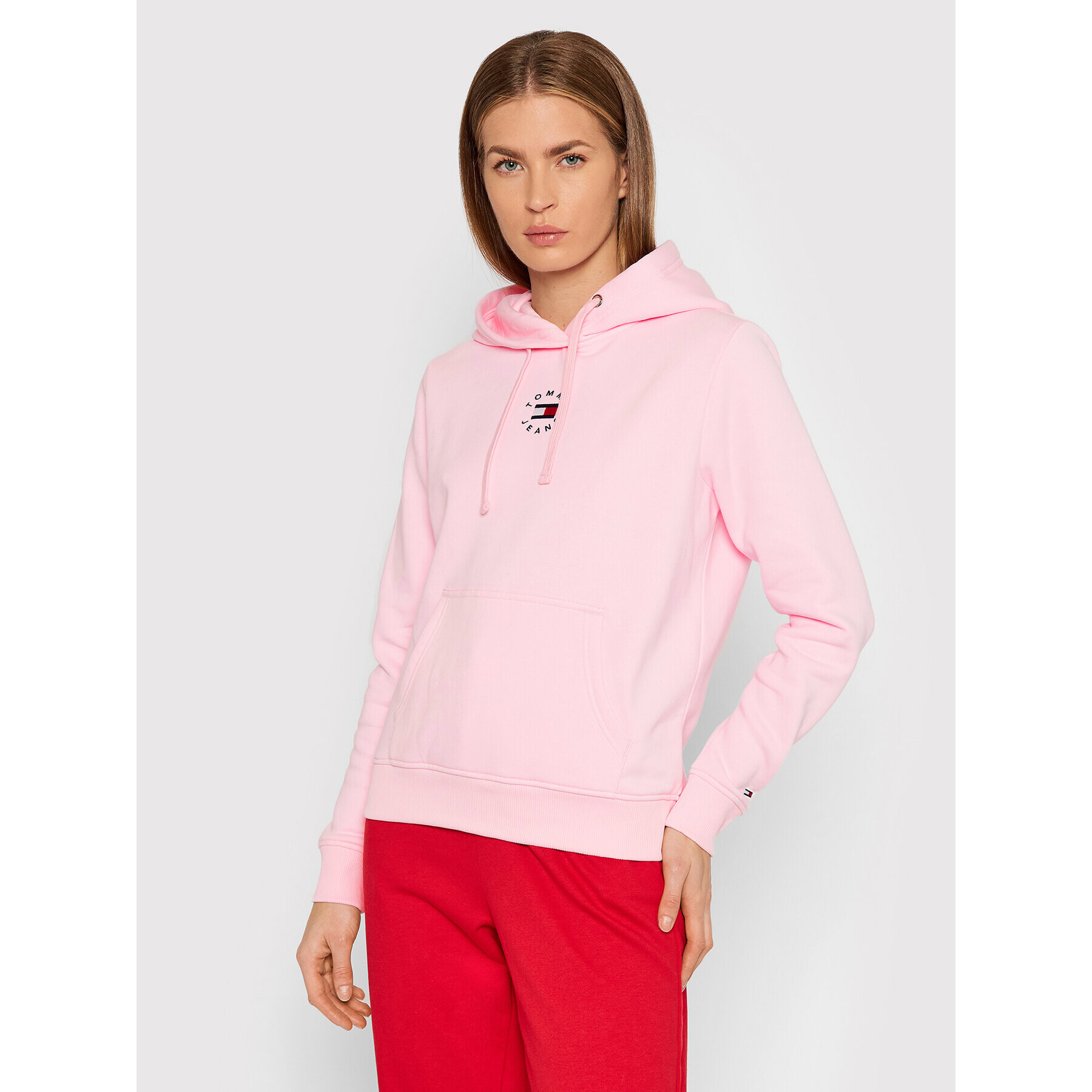 Tommy Jeans Bluză Tiny Tommy DW0DW11351 Roz Regular Fit - Pled.ro