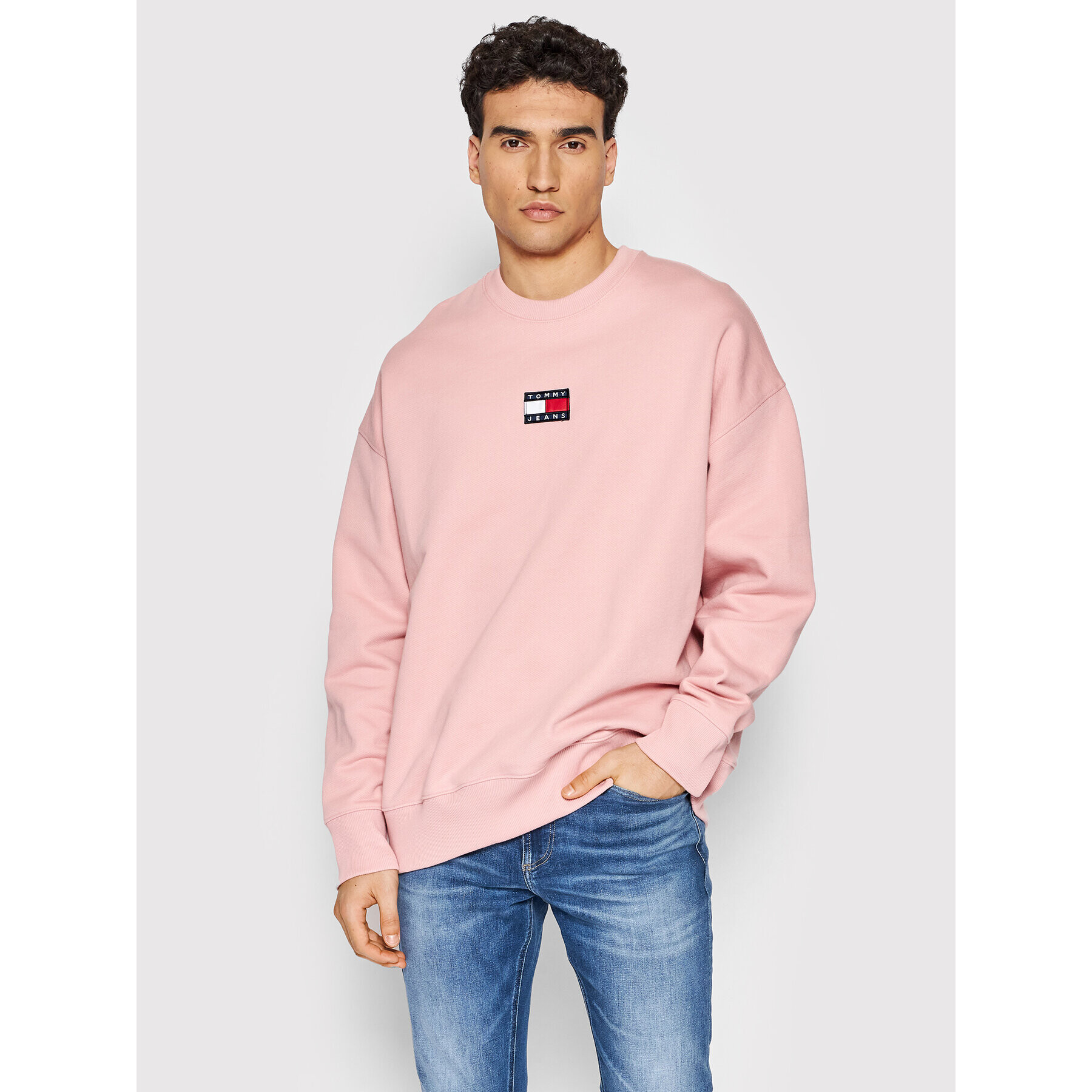 Tommy Jeans Bluză Tjm Badge DM0DM10911 Roz Relaxed Fit - Pled.ro