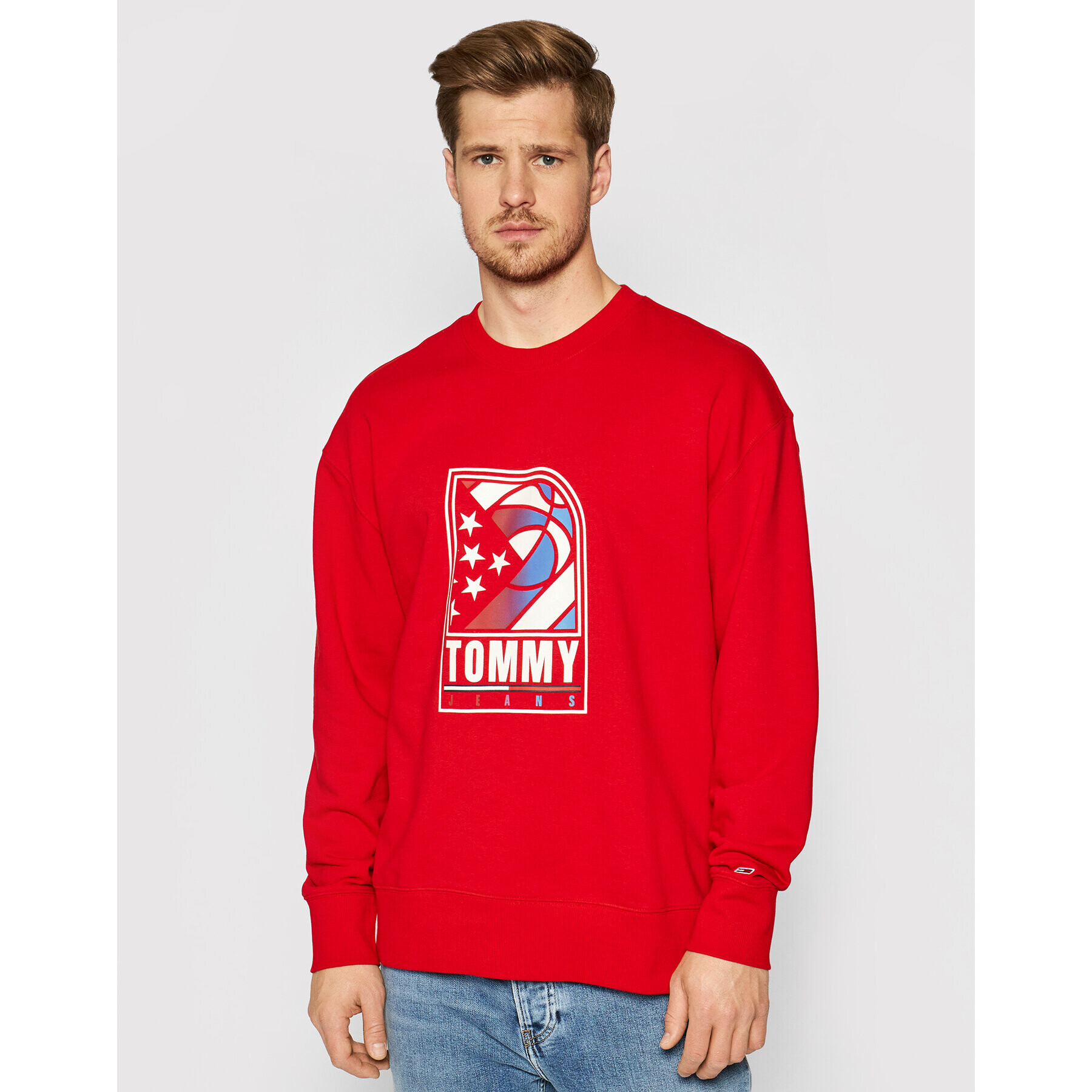 Tommy Jeans Bluză Tjm Basketball DM0DM10661 Roșu Relaxed Fit - Pled.ro