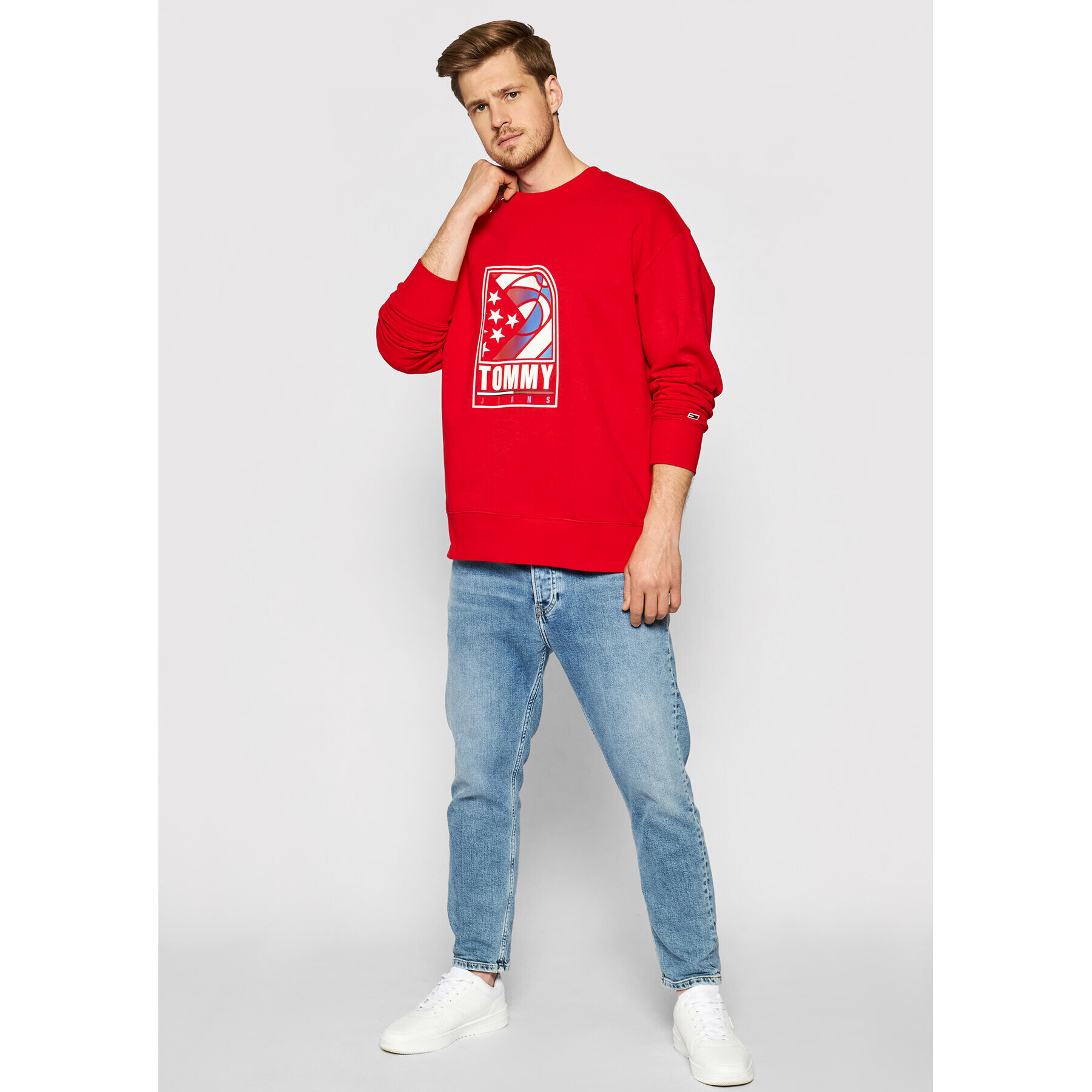 Tommy Jeans Bluză Tjm Basketball DM0DM10661 Roșu Relaxed Fit - Pled.ro