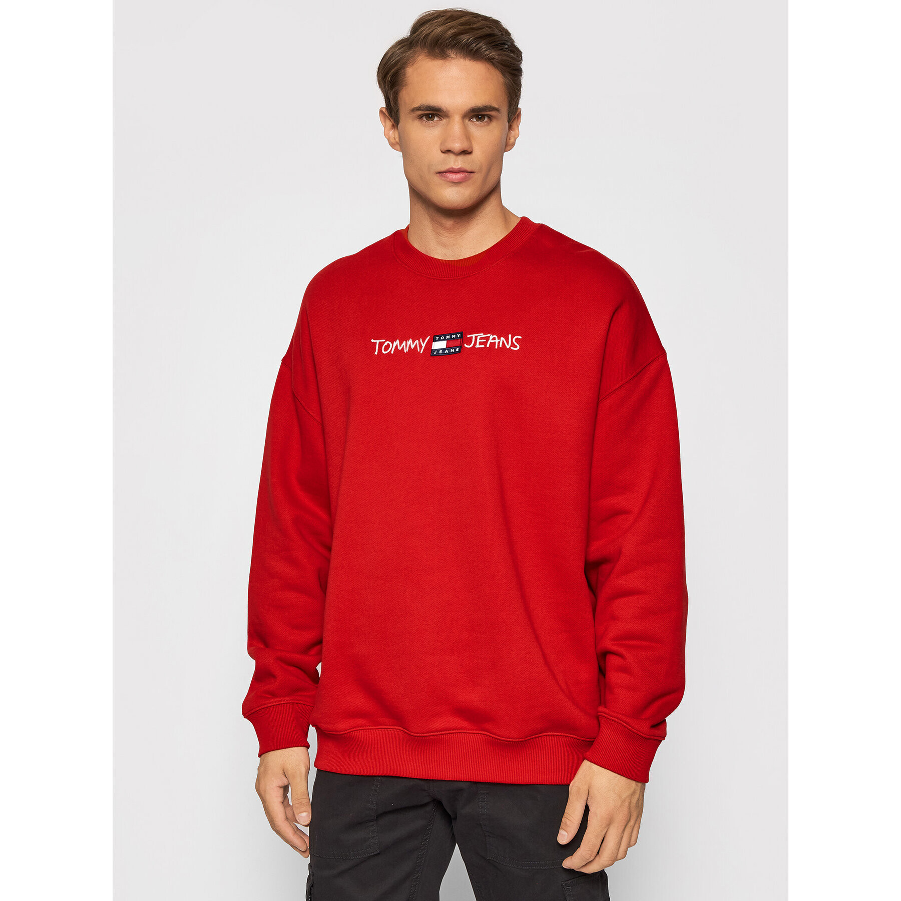 Tommy Jeans Bluză Tjm Seasonal Straight Logo DM0DM10914 Roșu Regular Fit - Pled.ro