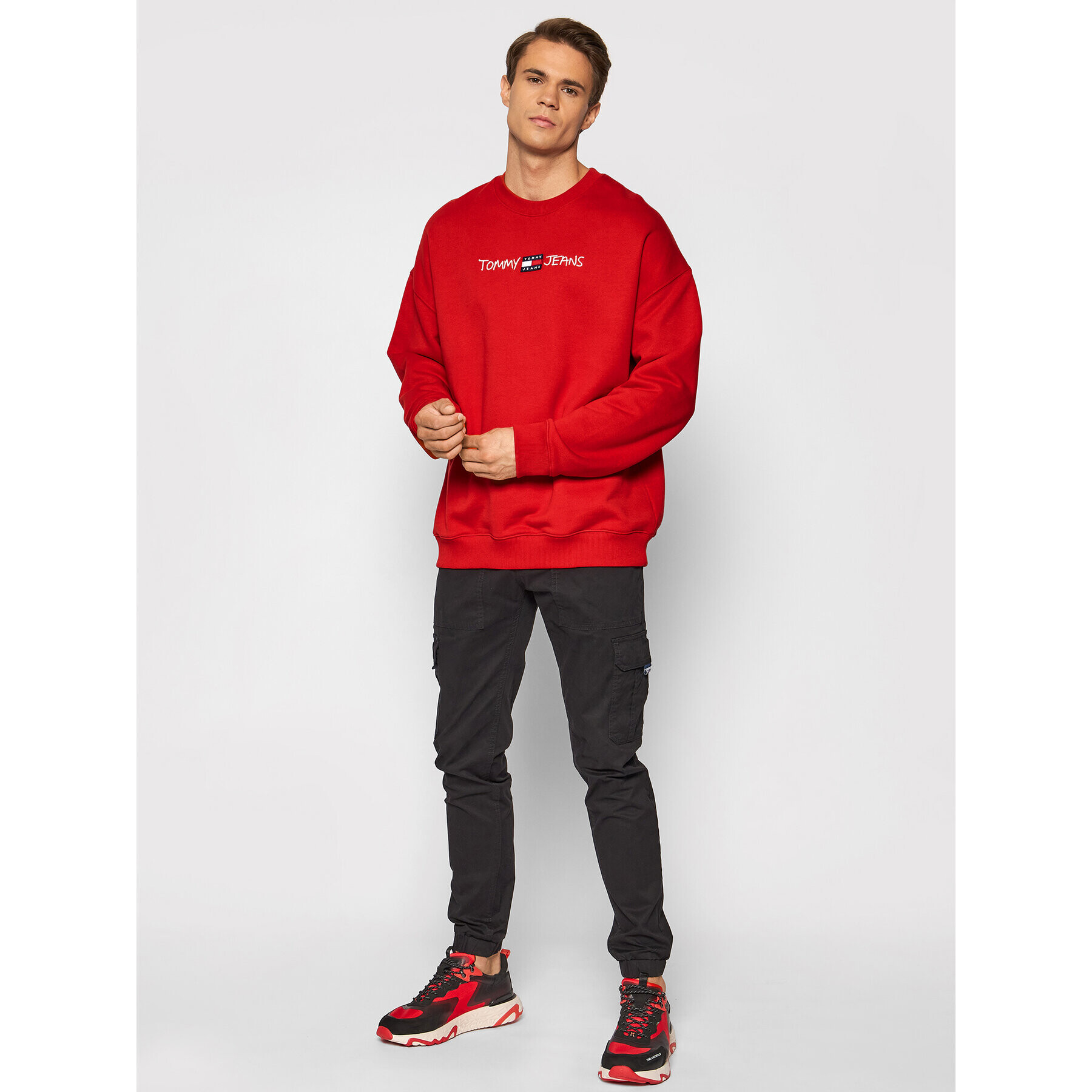 Tommy Jeans Bluză Tjm Seasonal Straight Logo DM0DM10914 Roșu Regular Fit - Pled.ro