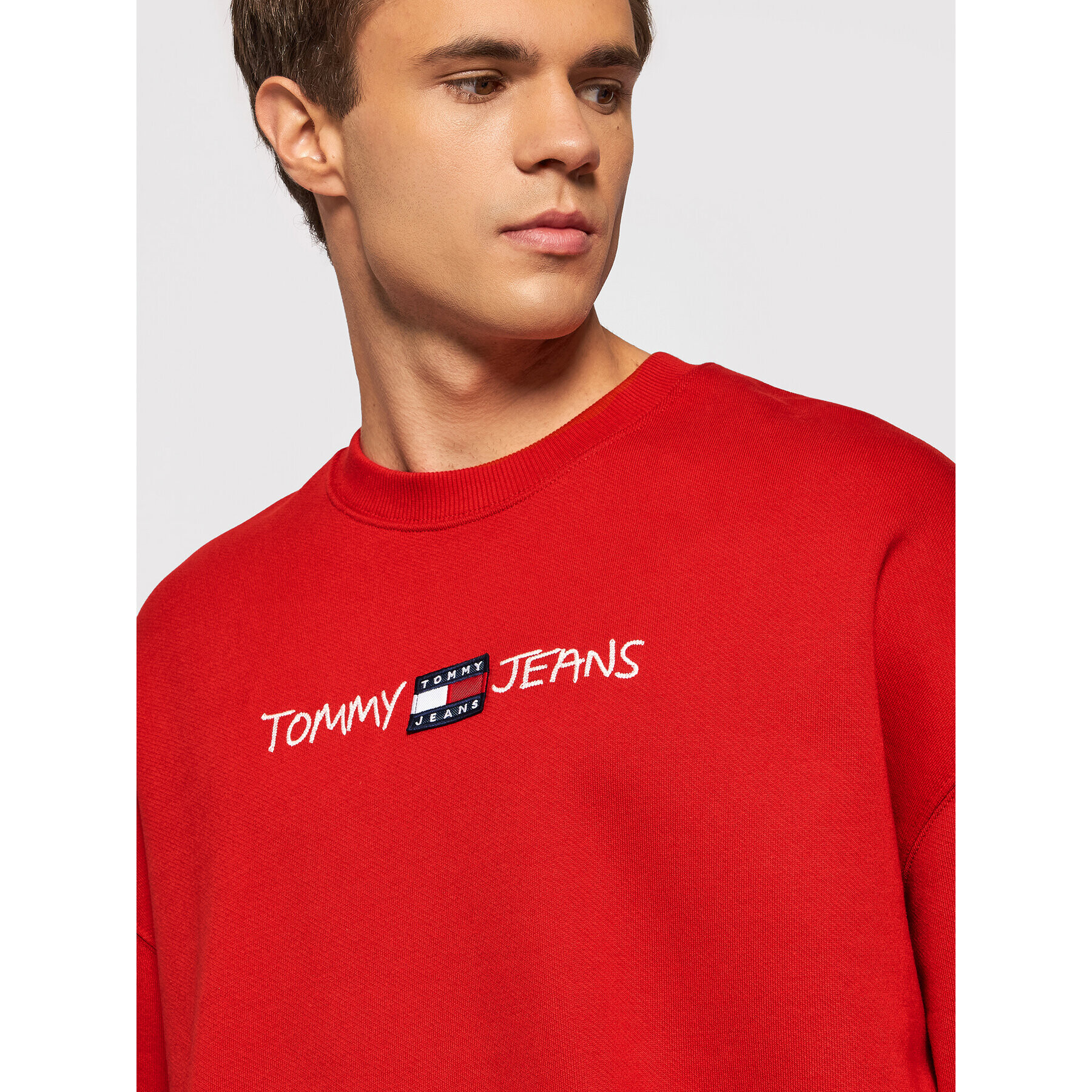 Tommy Jeans Bluză Tjm Seasonal Straight Logo DM0DM10914 Roșu Regular Fit - Pled.ro