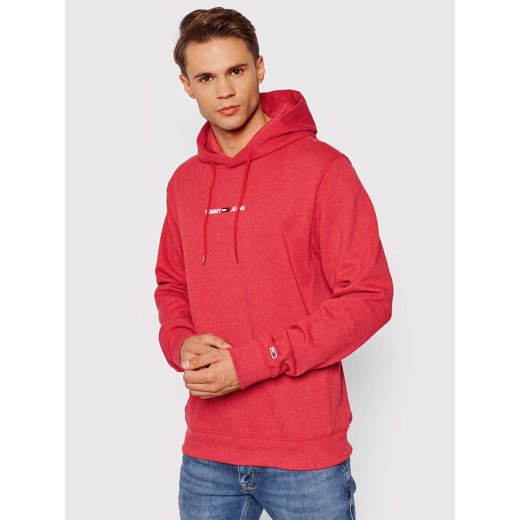 Tommy Jeans Bluză Tjm Straight Logo DM0DM11632 Roșu Regular Fit - Pled.ro