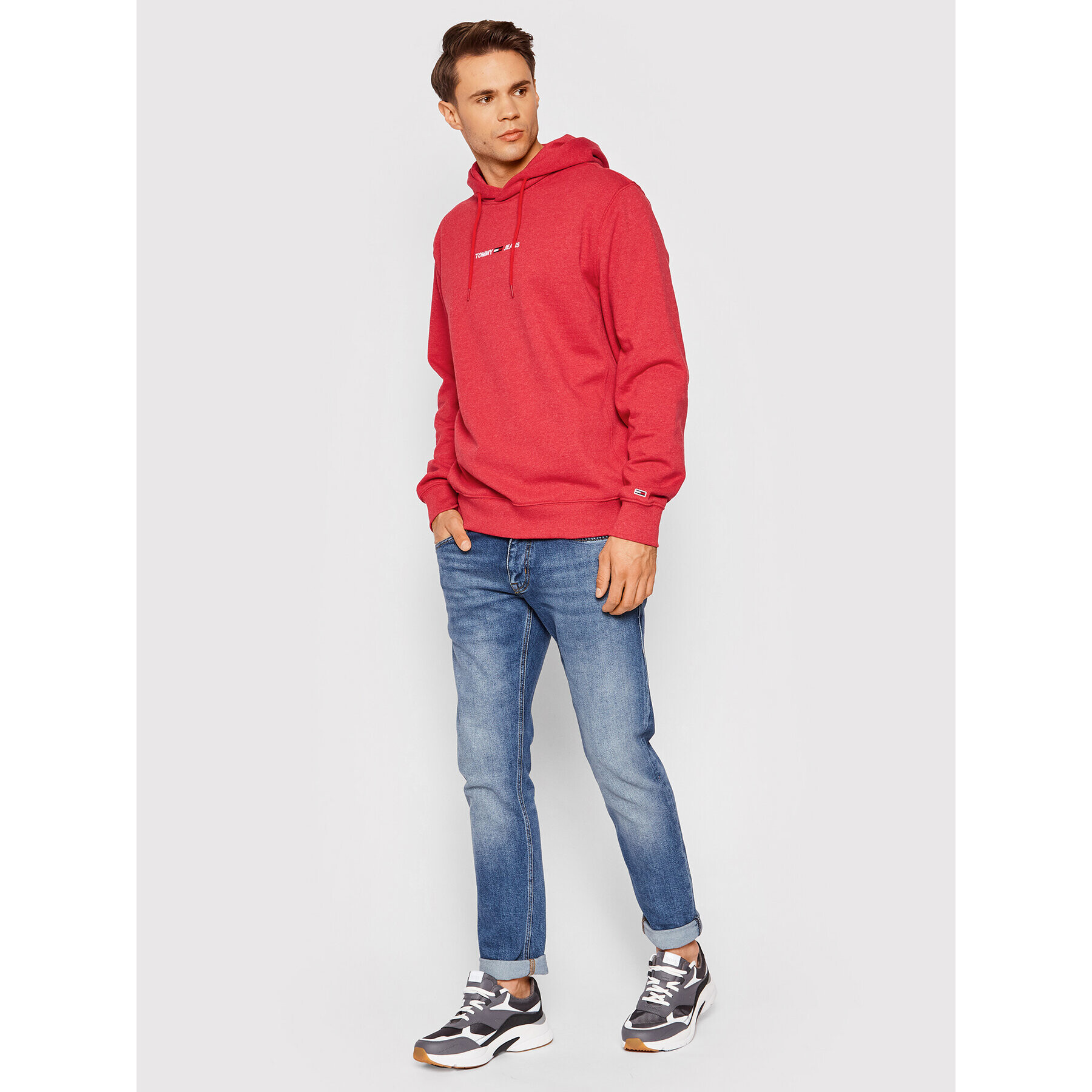 Tommy Jeans Bluză Tjm Straight Logo DM0DM11632 Roșu Regular Fit - Pled.ro