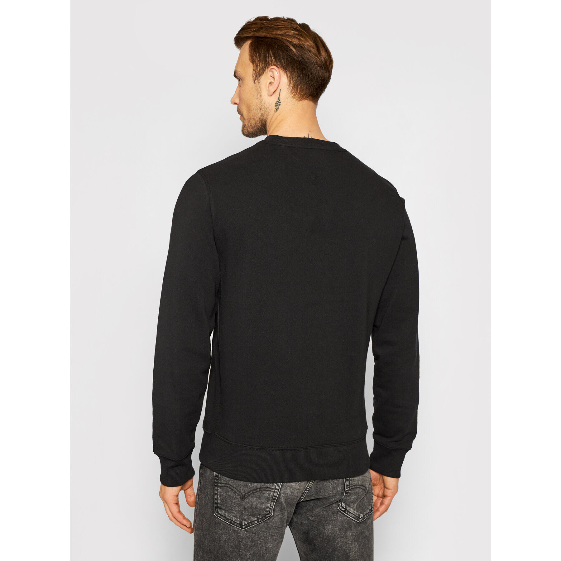 Tommy Jeans Bluză Tjm Timeless Crew 2 DM0DM10207 Negru Relaxed Fit - Pled.ro