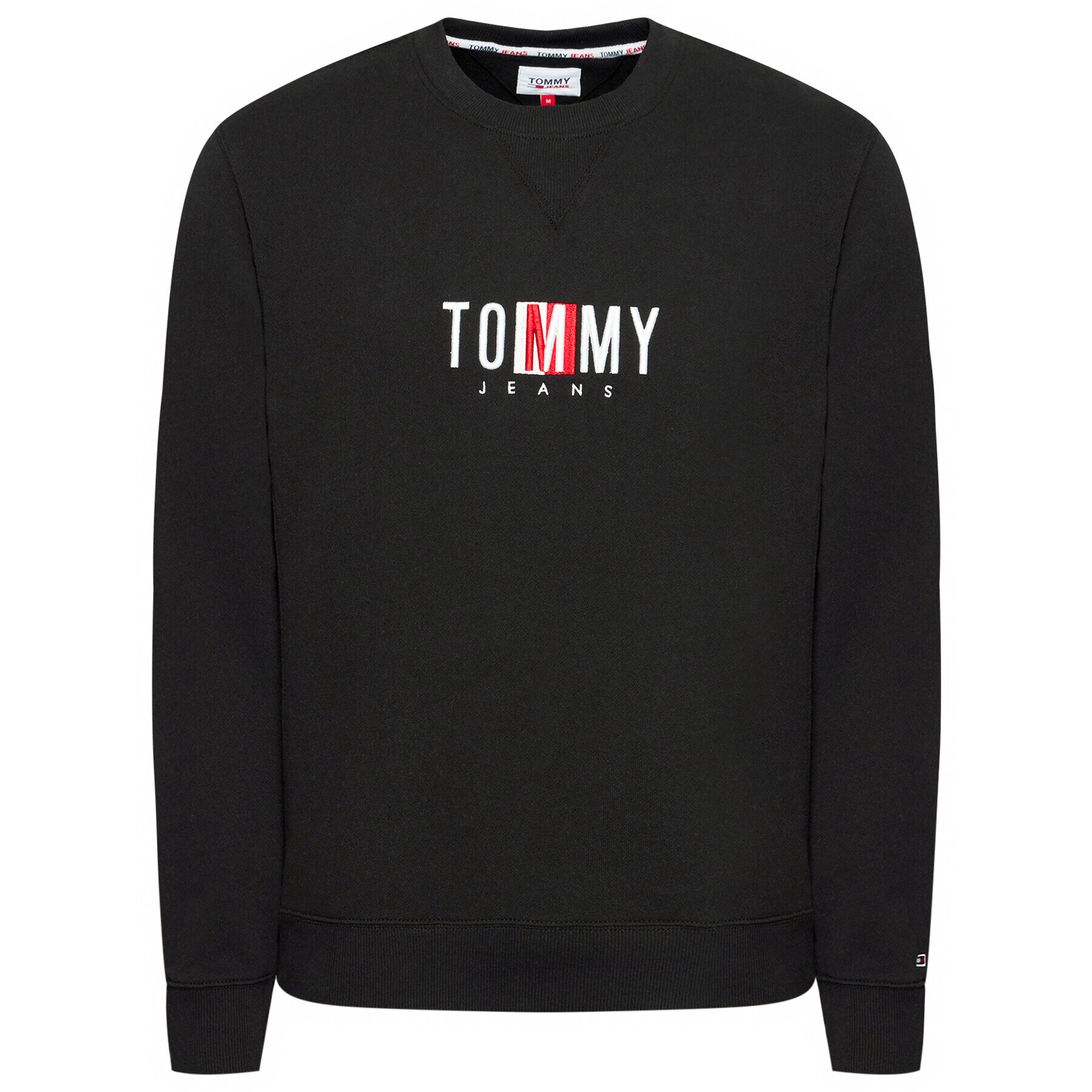 Tommy Jeans Bluză Tjm Timeless Crew 2 DM0DM10207 Negru Relaxed Fit - Pled.ro