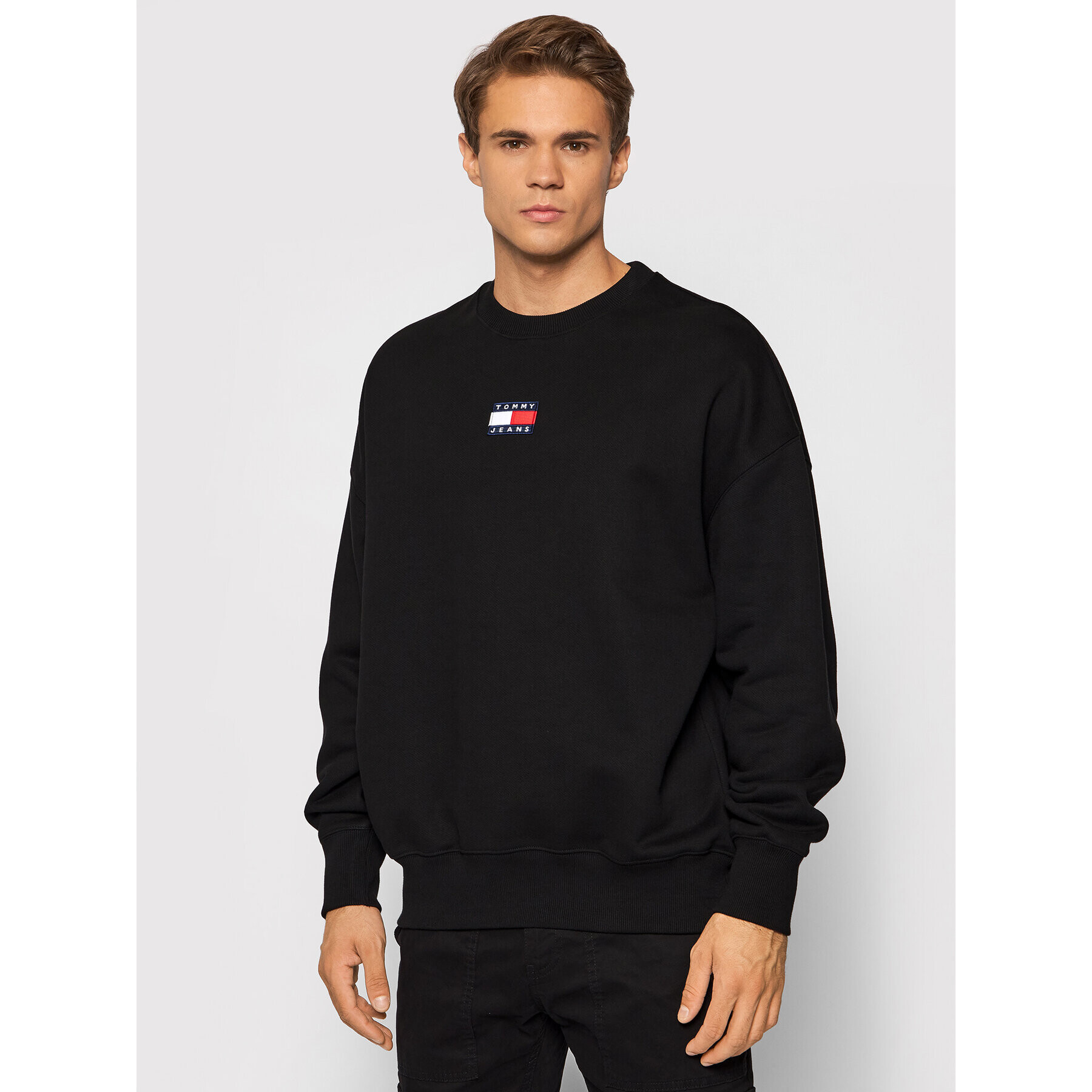 Tommy Jeans Bluză Tjm Tommy Badge DM0DM10911 Negru Regular Fit - Pled.ro