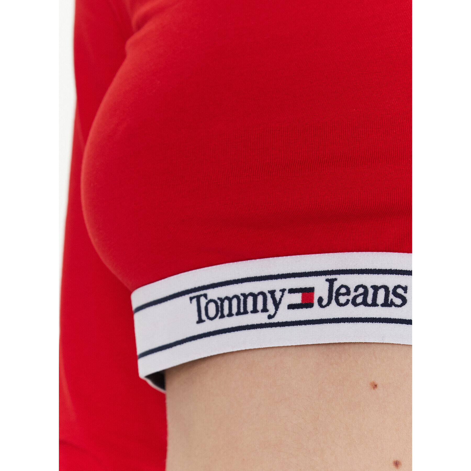 Tommy Jeans Bluză Tjw Logo DW0DW14893 Roșu Slim Fit - Pled.ro